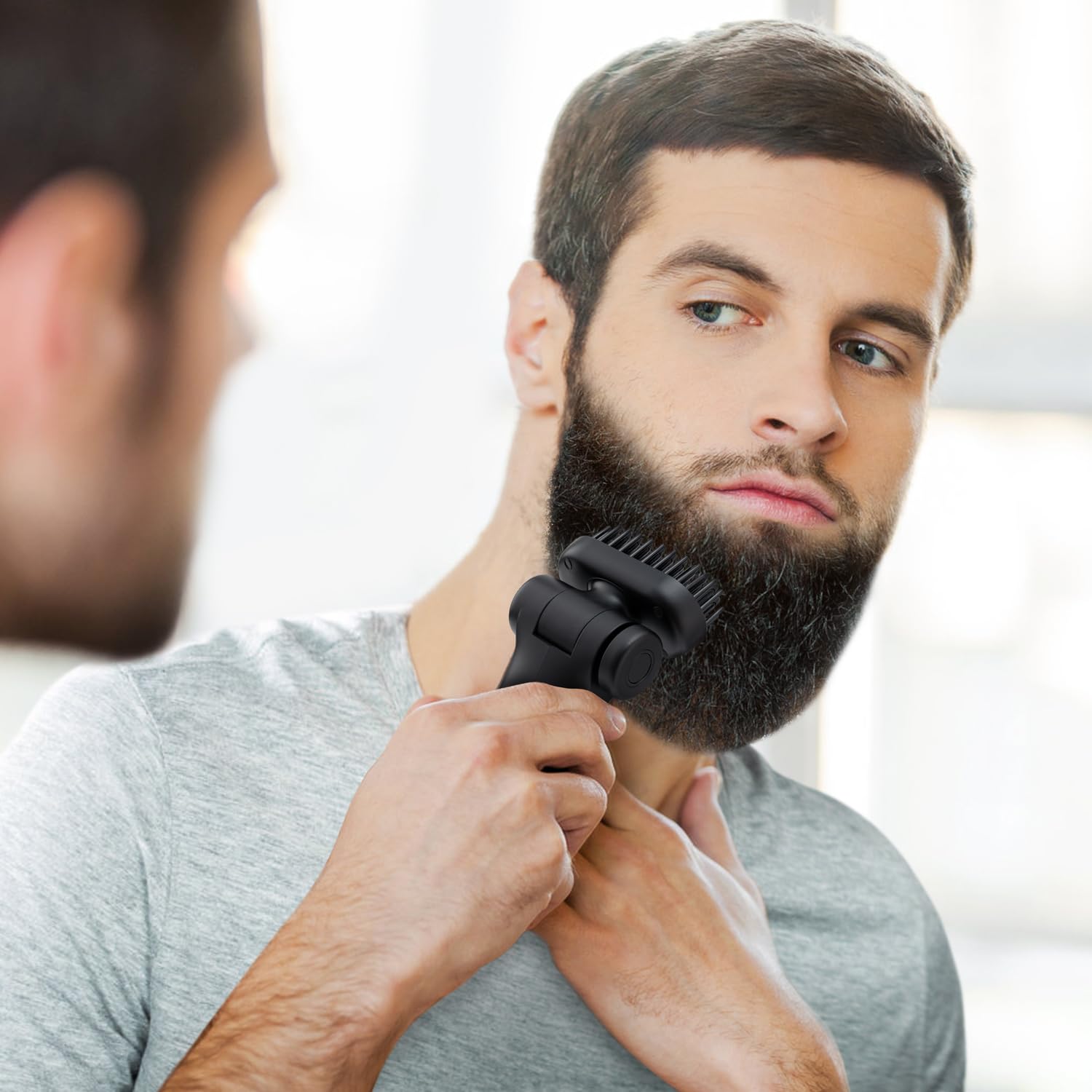 Cepillo alisador de barba portátil para hombres, recargable por USB, batería de 6400 mAh, peine antiquemaduras de 360°, calentamiento rápido, funcionamiento silencioso para barbas cortas y