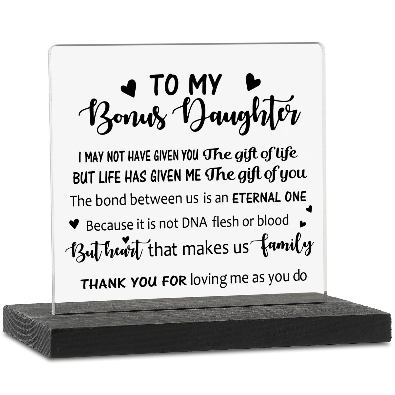 Bonus Daughter Gifts From Stepdad, Stepmom, Stepdaughter Gifts, Bonus Daughter Signs, Stepdaughter Birthday Gift Acrylic Decorative Signs ZBB6