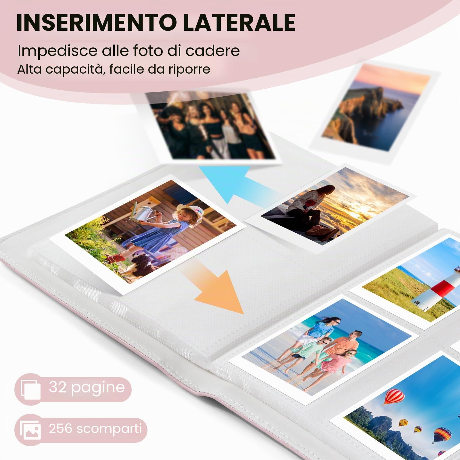Album Fotografico 256 Tasche, Mini Album Fotografico per 3 Inch Film per Fujifilm Instax Mini 7s 8 8+ 9 11 25 26 50s 70 90 Film, per Papier Photo Polaroid Zink, per Appareil photo instantané Kodak