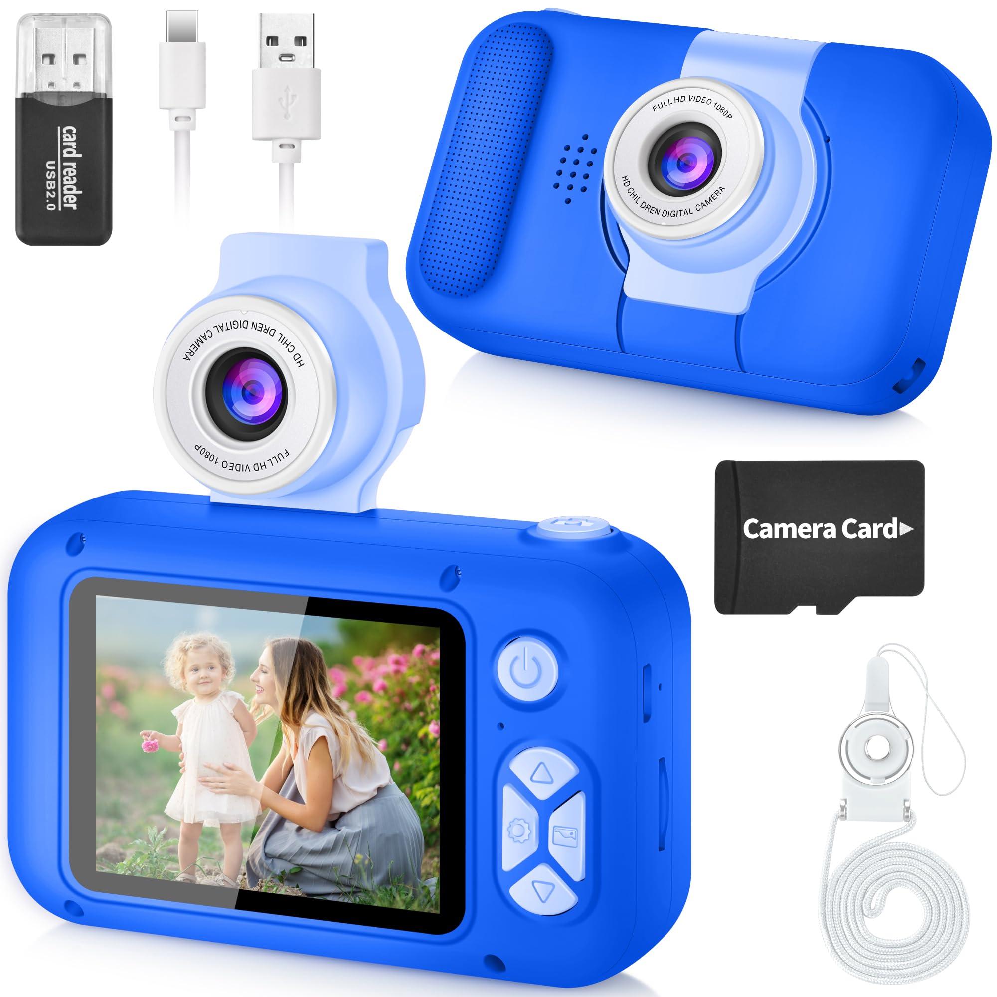 ARNSSIEN Macchina Fotografica Bambini, 2,4" Fotocamera Bambini con180 °Flip Len, Fotocamera Digitale Videocamera Regalo Bambino e Bambina 3 4 5 6 7 8 9 10 11 12 anni,Regalo di Compleanno e Natale,X101