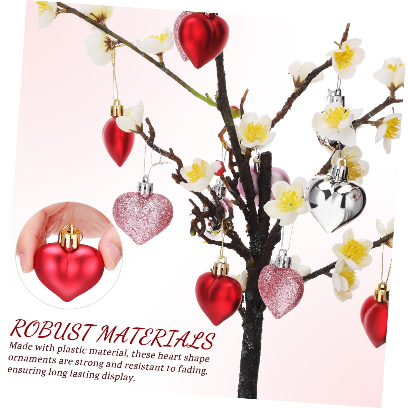 PRETYZOOM 3 Juegos Colgante De Bola De Corazón Corazón Decoraciones Colgantes Bolas Colgantes Bola De San Valentín De San Valentín Decoraciones Árbol De Navidad 48 Uds * 3