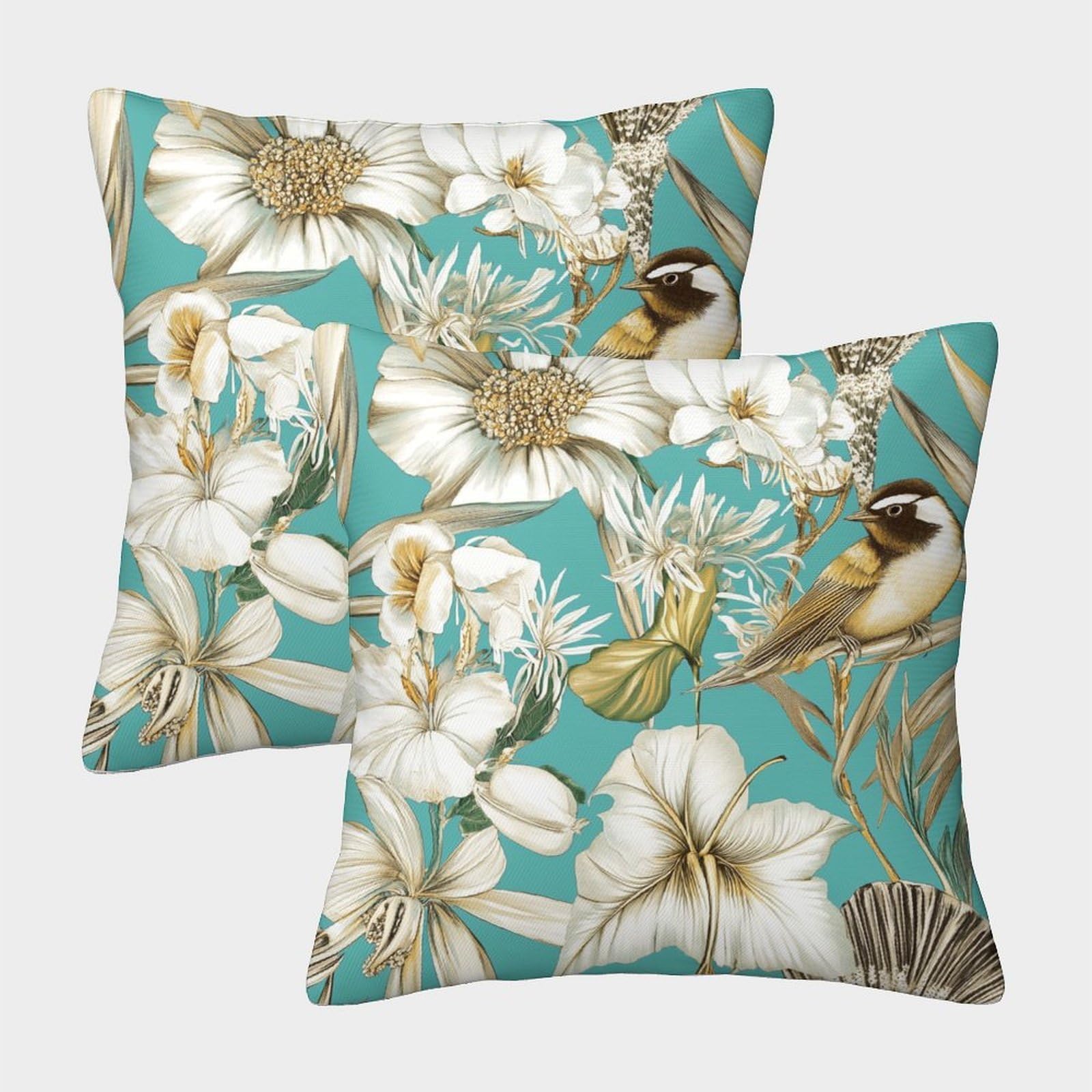 kaiyun 2 Pack Beautiful Flora,New Zealand Fauna 3D Cushion Cover Pillow Cover Sofa Outdoor Decoration Square 40x40cm