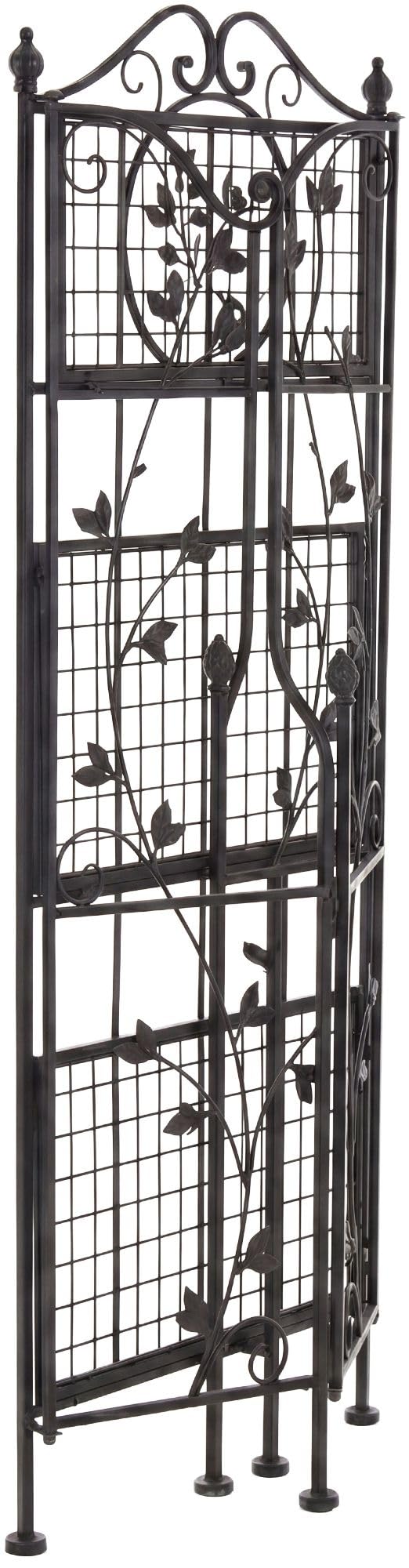 CLP Standregal klappbar Reus, Etagere im Landhausstil, Pflanzenregal aus Metall, platzsparend für den Innen- und Außenbereich, Farbe:schwarz
