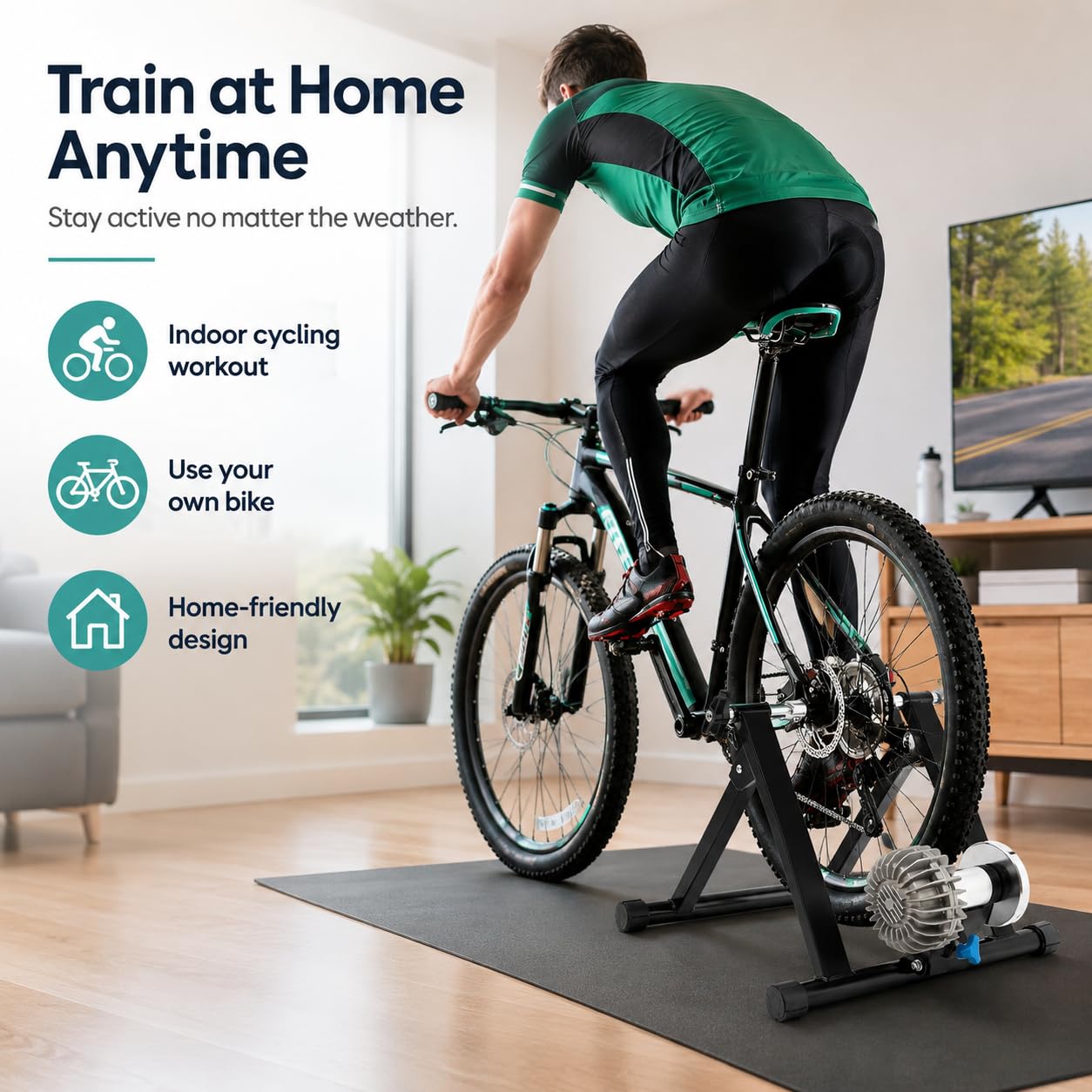 Home Trainer Bicicleta Entrenador de Bicicleta Home Trainer Diseño Ajustable Fluid Bike Trainer Banco de Entrenamiento de Bicicleta Fluido,Adecuado para Bicicletas de 26-29 Pulgadas, Bicicletas de