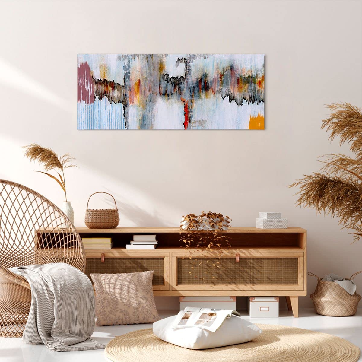 Moderne Impression sur Toile 100x40cm Image Tableau Decoration Murale abstraction moderne Grand Tableaux Decoratifs Muraux Chambre Panoramique Deco Cadre Décoration Salon Art Wall AB100x40-4001