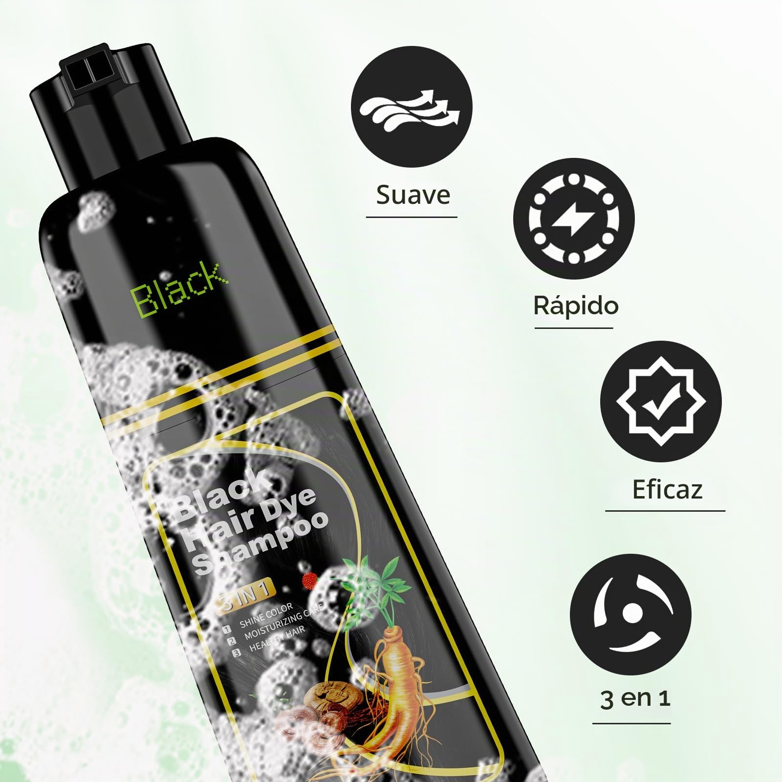 JUANCHI Black Hair Dye Shampoo 3 in 1, 150ML Hair Dye Shampoo for Women Men