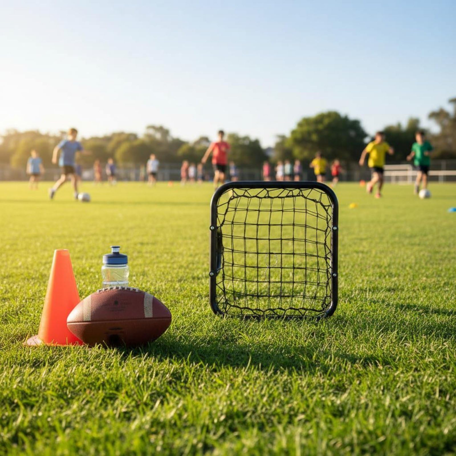 F Fityle Red de de Fútbol Entrenamiento Rebounder Portería Control Precisión Pase con Asa Doble y Marco de Acero Galvanizado Adecuada para Ejercicios en Casa Parque Campo Sesiones de Técnica