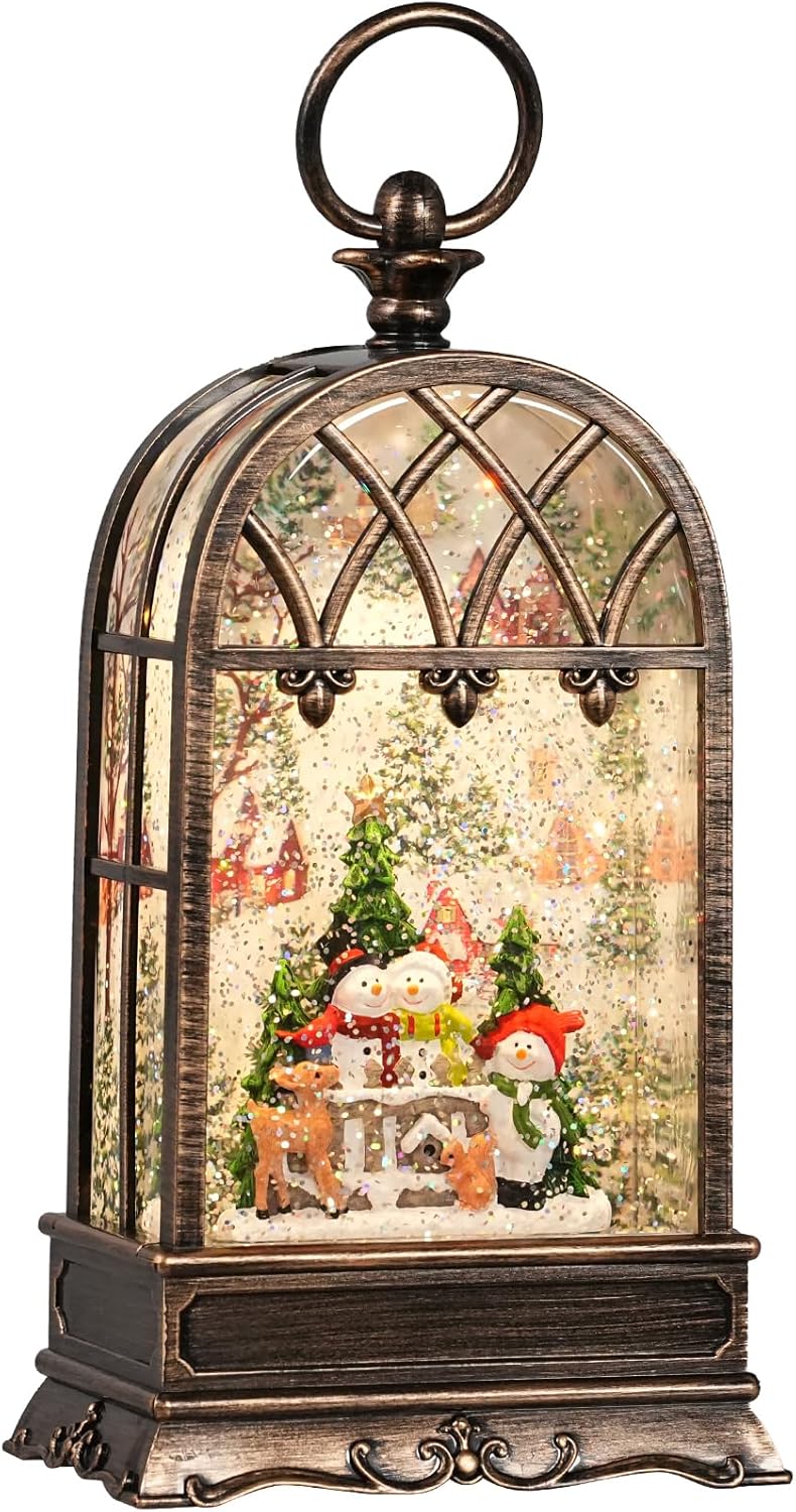 Snow Globe Christmas with Snowman Elk, Lighted Christmas Snow Globes with Timer, Swirling Musical Glittering Snow Globes Lantern for Christmas Decoration(Snowman Elk Squirrel) - Image 7