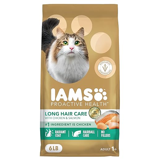 IAMS Proactive Health Long Hair Care Dry Cat Food, Adult Cat Food Dry Recipe with Real Chicken, 6 lb. Bag