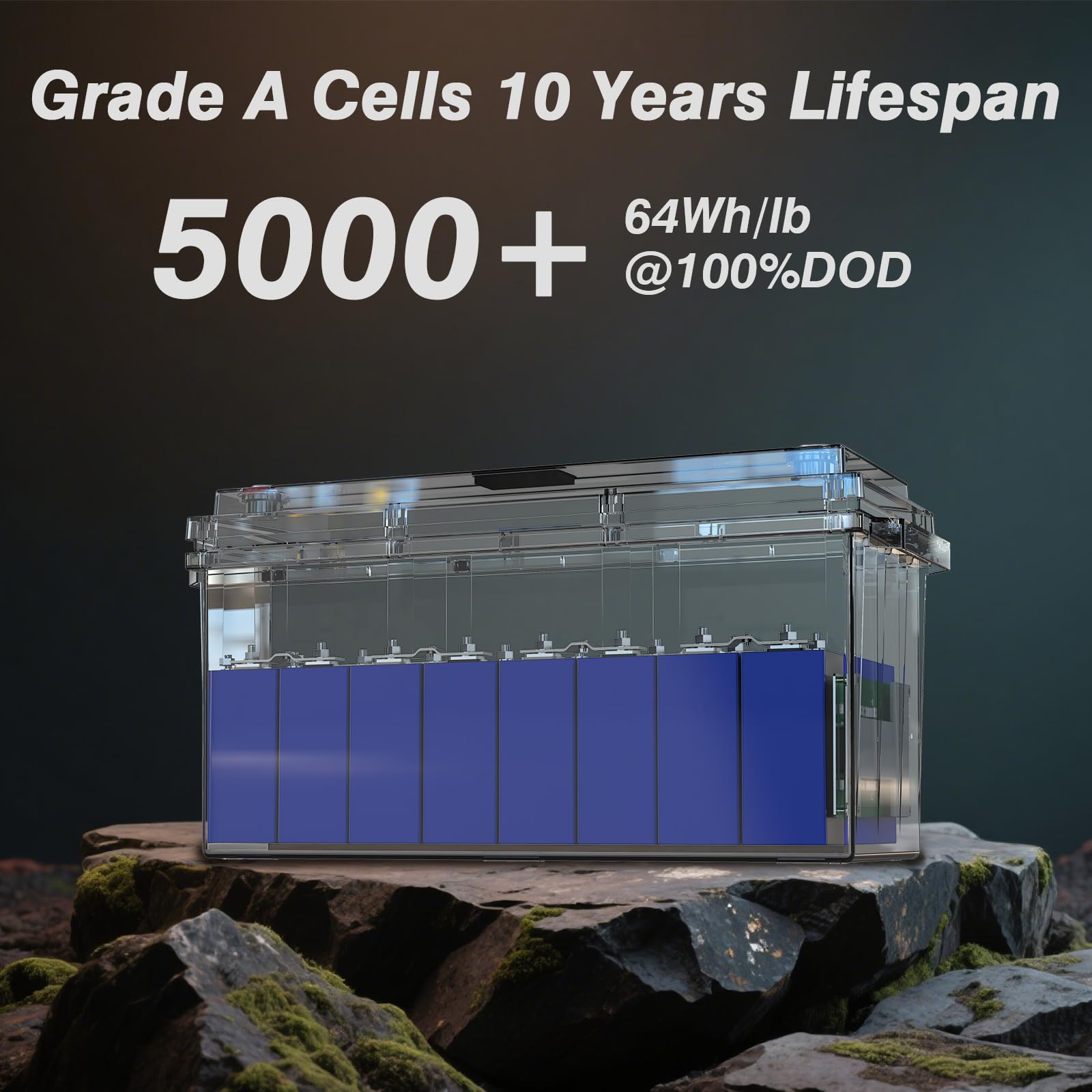 24V 100Ah LifePO4, Klasa A Akumulator Litowy z 100A BMS 10000 Głęboki Cykl Bateria LiFePO4 z LCD Idealny do Przyczepy Turystycznej, Off-Grid, RV, Systemu Solarnego, Łódźi, Kampera
