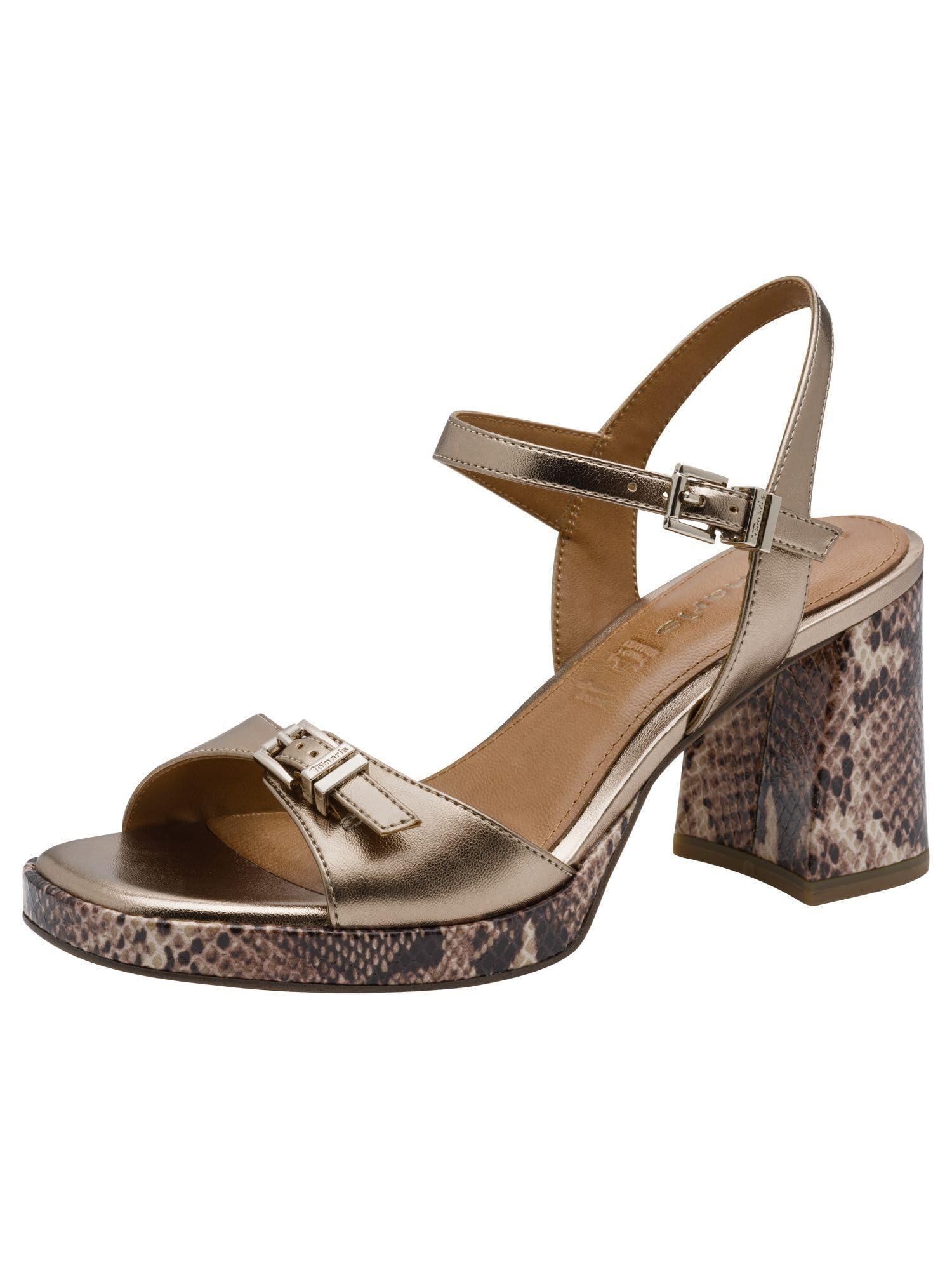 Tamaris Women’s sandal with block heel metallic 3.5 UK