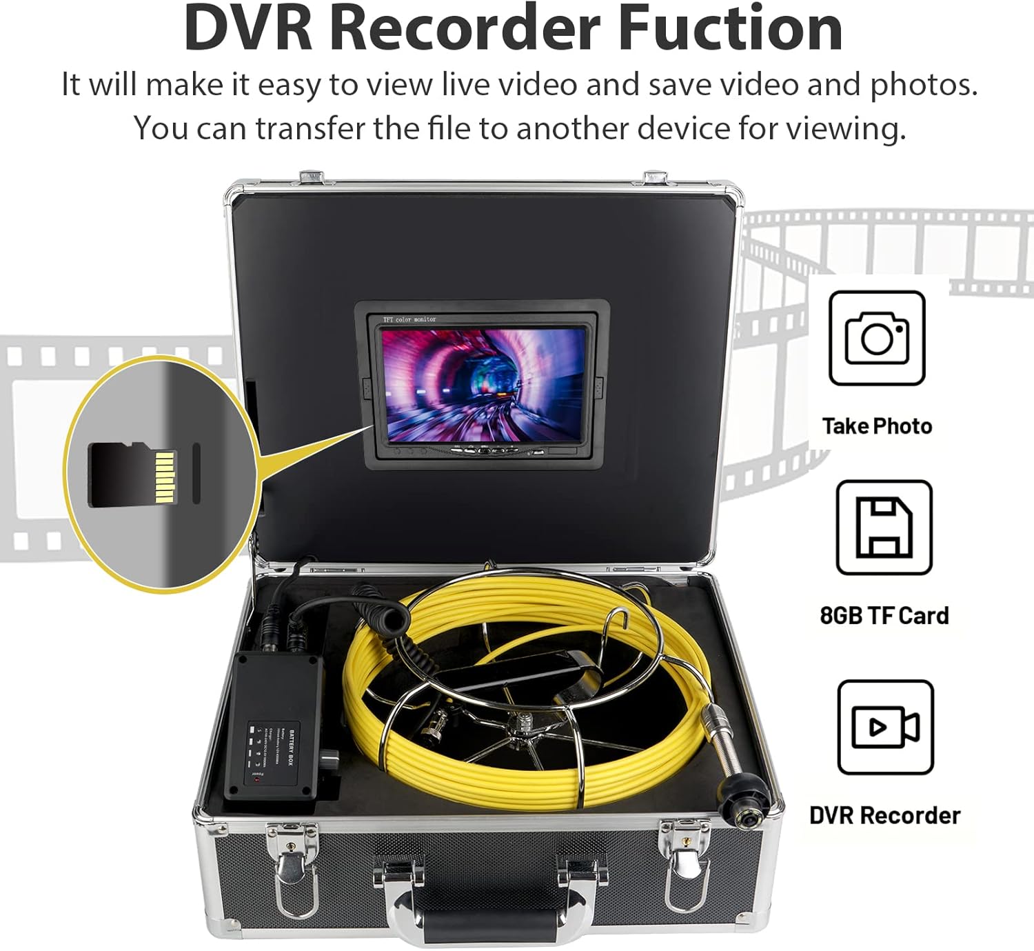 7 Inches Monitor 100ft/30m with Distance Mark Plumbing Snake Pipe Inspection Video Camera,DVR Recorder Waterproof IP68 Drain Sewer Pipeline Industrial Endoscope System…