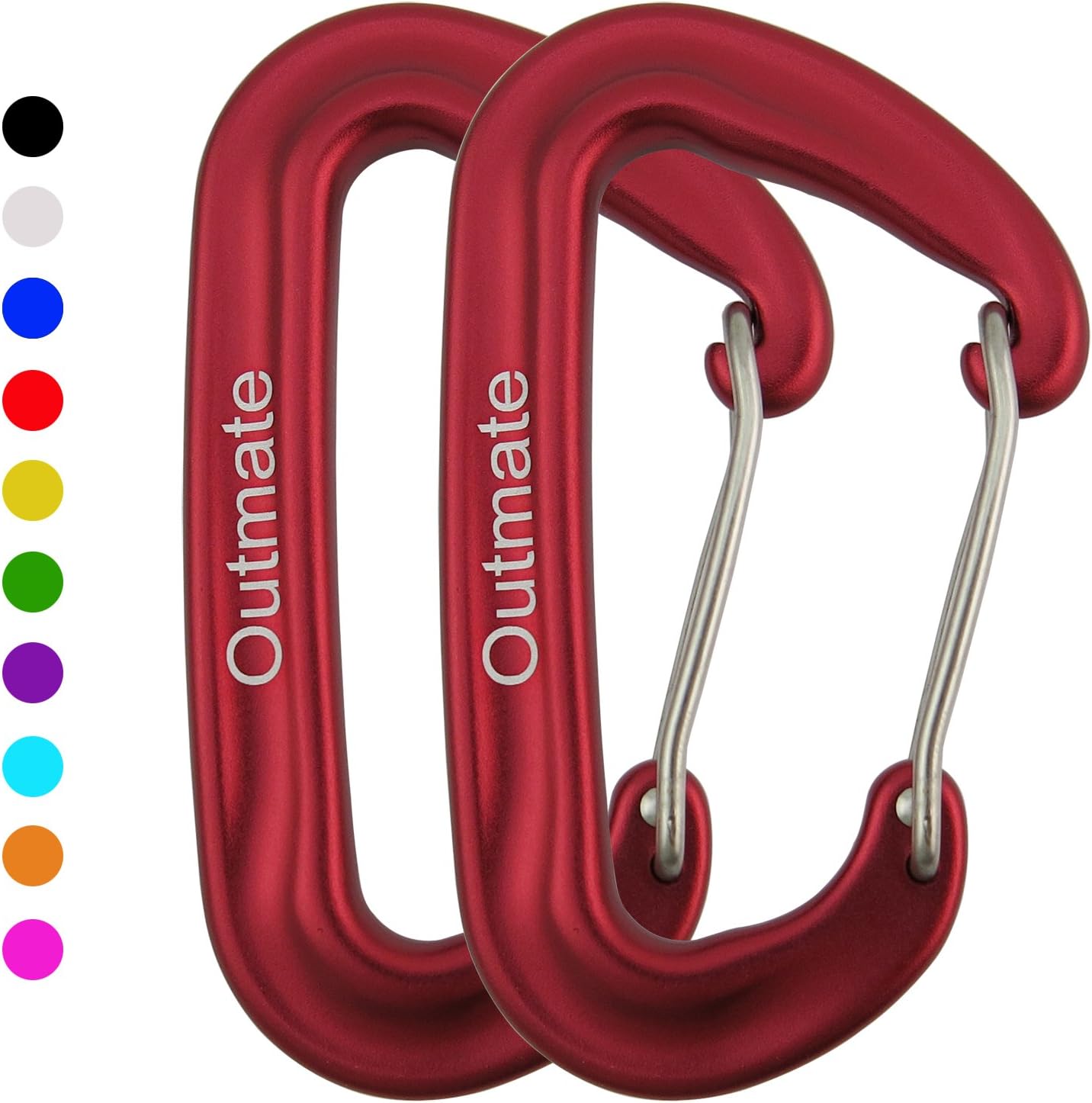 Outmate Carabiner Clip,12kN Aluminium Alloy Carabiners,Heavy Duty Clips 2645lbs/1200kg,Perfect Gear for Hammocks Camping Hiking Keyring and Utility