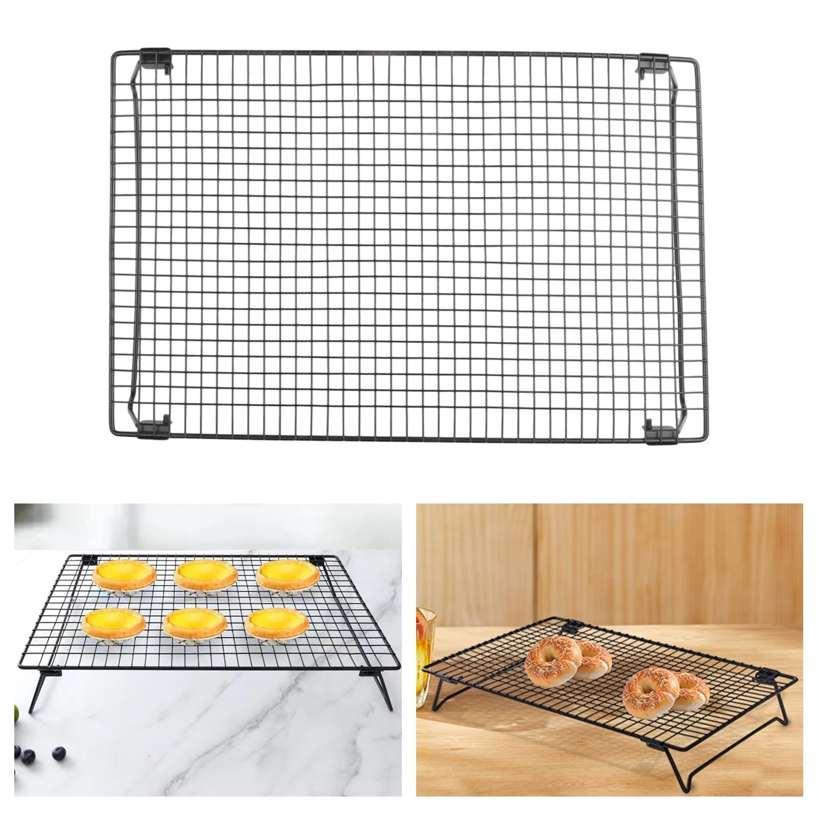 2 rejillas plegables de acero inoxidable para hornear pan y asar carne, limpio, para negro, 34 x 243 x 54 cm