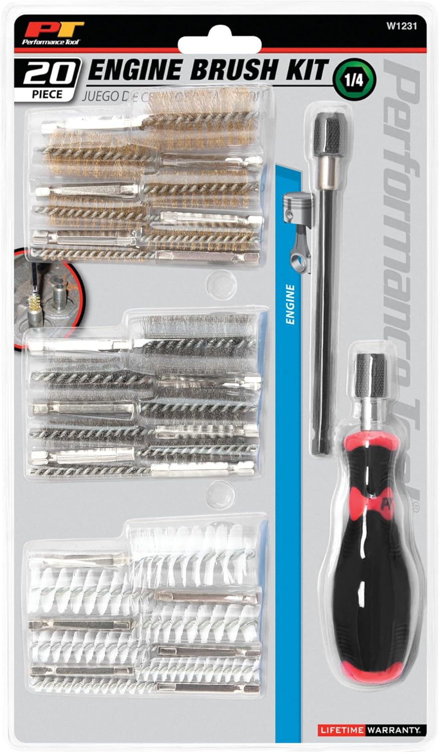 Performance Tool W1231 20-Piece Engine Brush Kit