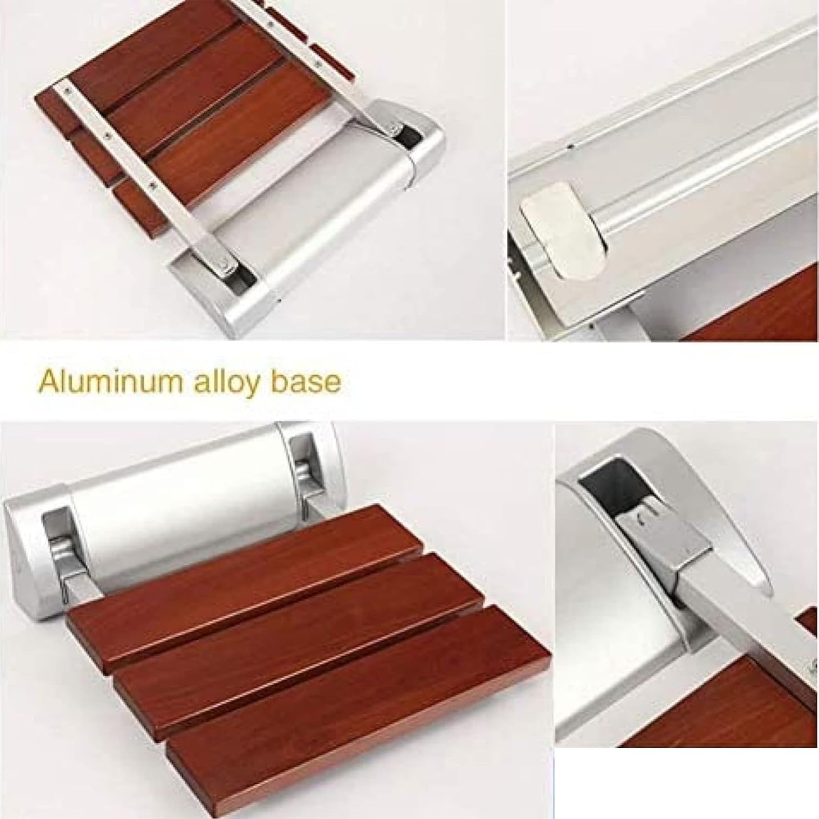 Asiento De Ducha Abatible Plegable,Silla Plegable para Ancianos De Madera Bambú Y Aluminio,Silla De Ducha Plegable De Pared para Personas Mayores,Discapacitados Ahorro De Espacio