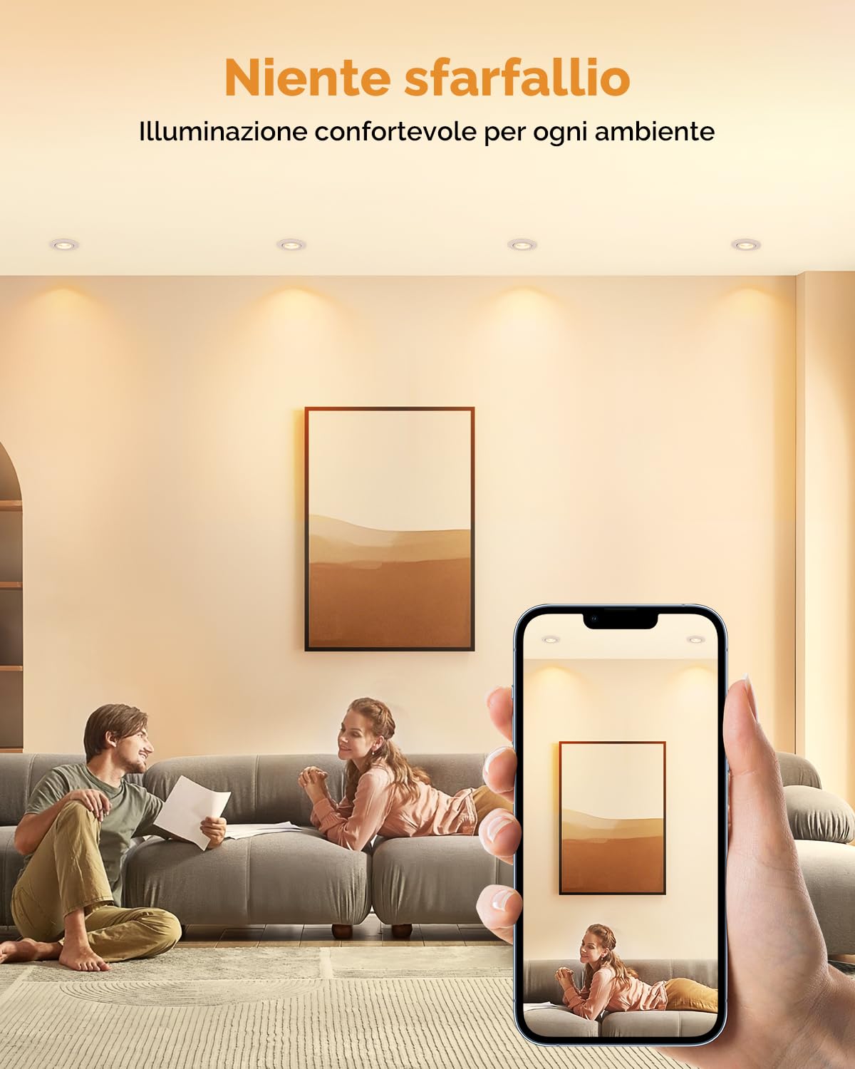 wowatt Faretti LED da Incasso per Cartongesso Dimmerabili 5.5W, Set di 12 | 600LM Luce Calda 2800K Luci da Soffitto Interno Orientabili, IP44 Luci da Soffitto Interno Ultrasottili per Bagno, Foro 68mm