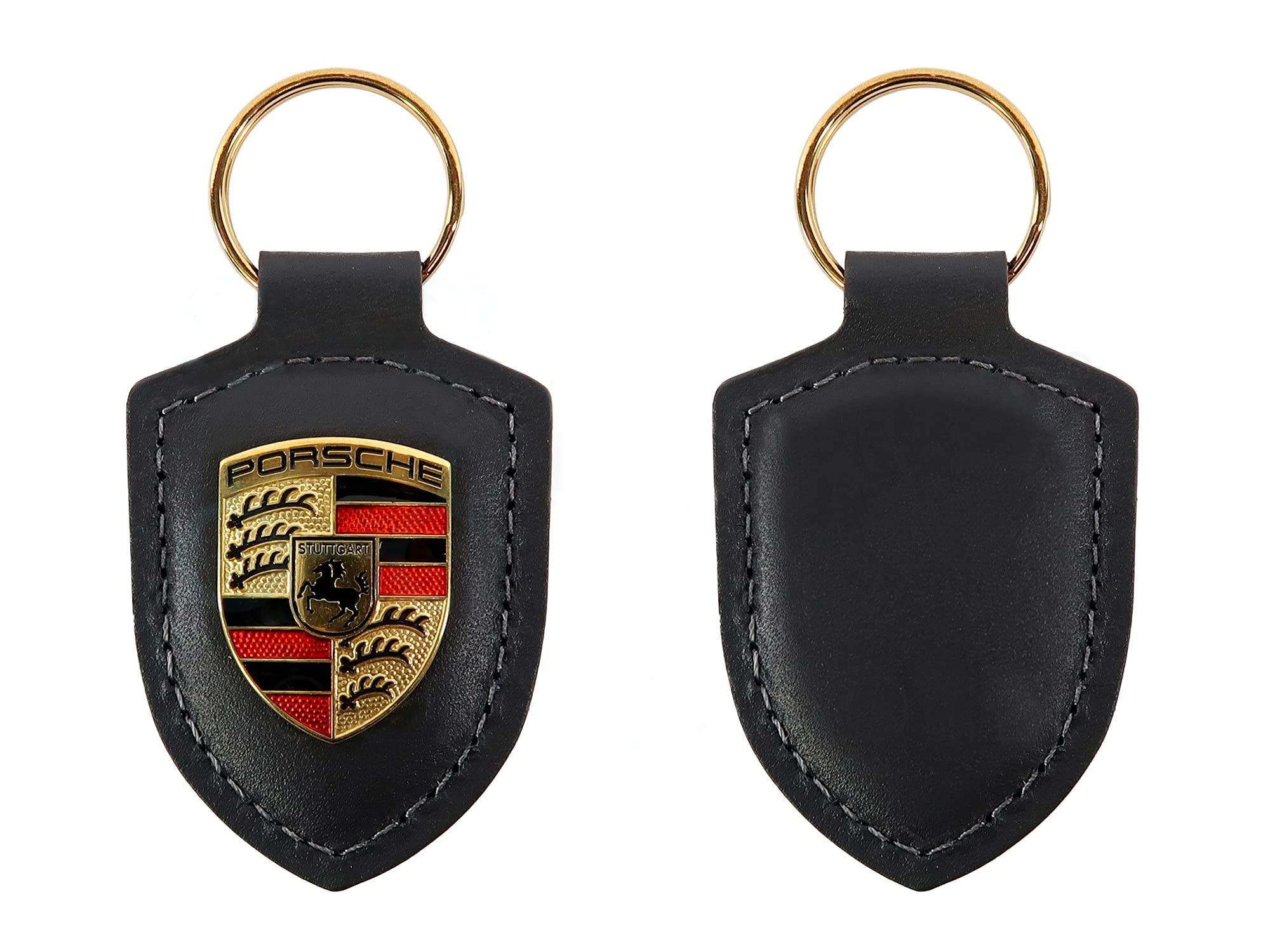 ORIGINAL Porsche Schlüsselanhänger SCHWARZ Leder mit Wappen WAP0500900E