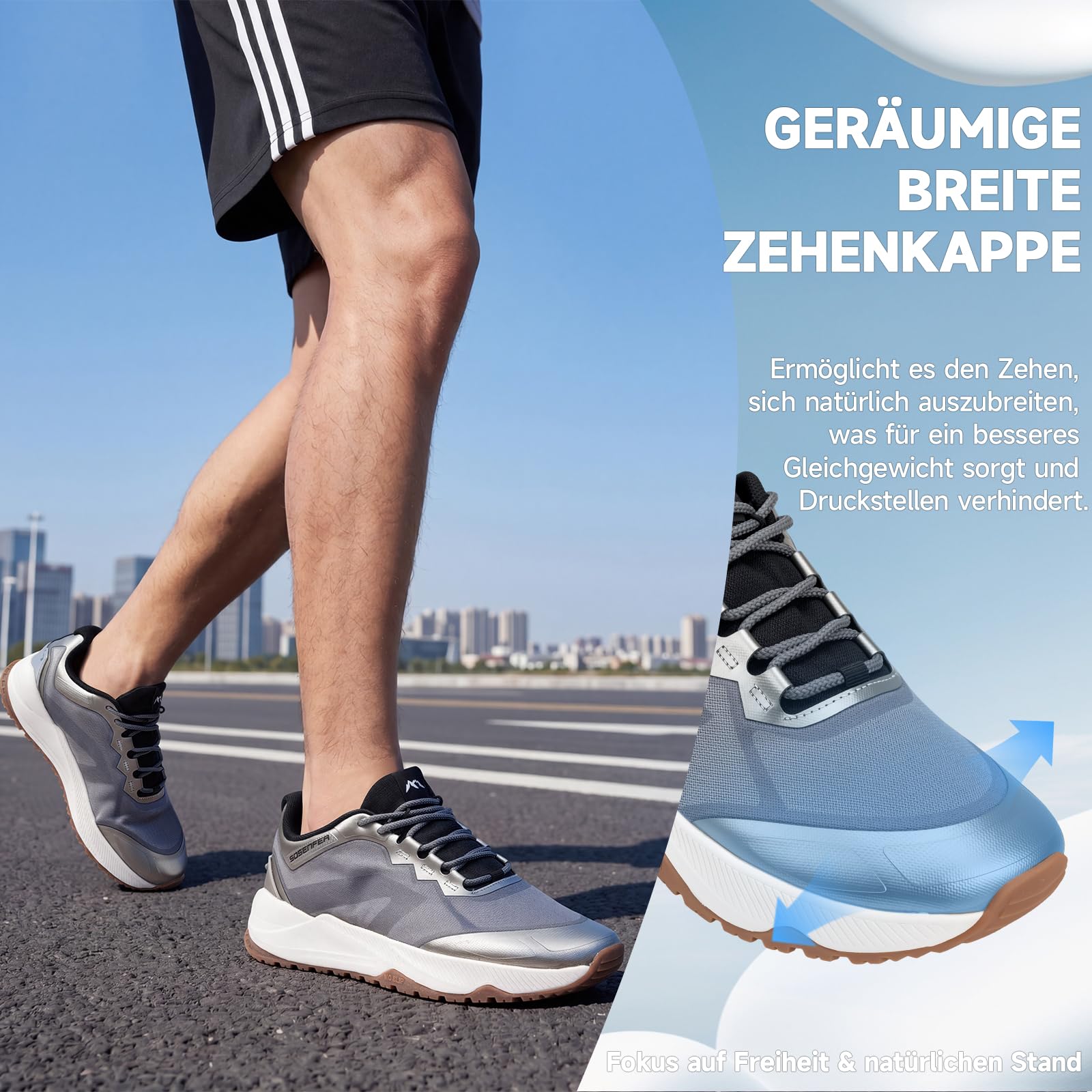 Sosenfer Laufschuhe Herren Sportschuhe Extra Breit Traillaufschuhe mit Dämpfung Leicht Atmungsaktive Straßenlaufschuhe Bequeme Turnschuhe für Gelände, Outdoor & Fitness Sport-92HUISE-44