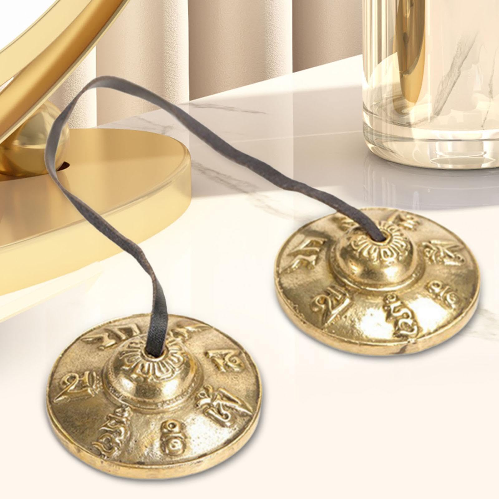 Garende Tingsha Cymbal Bell Chime Bells 6.5cm Diameter Buddhist Tingsha Symbols Yoga Chime Bells, B