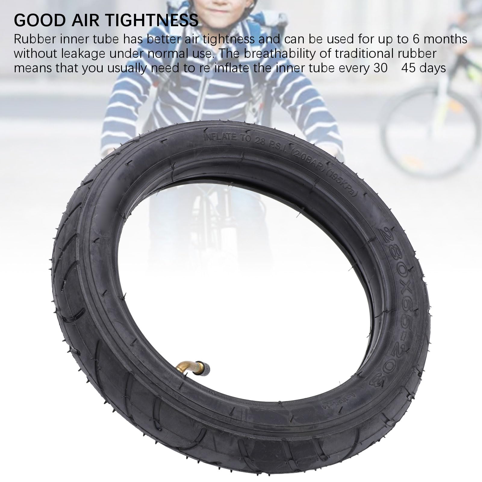 Tire de Vélo pour Enfants, 280x65‑203, Kit Pneu et Jante pour Bébé, Poussette, Vélo, Tricycle, et plus