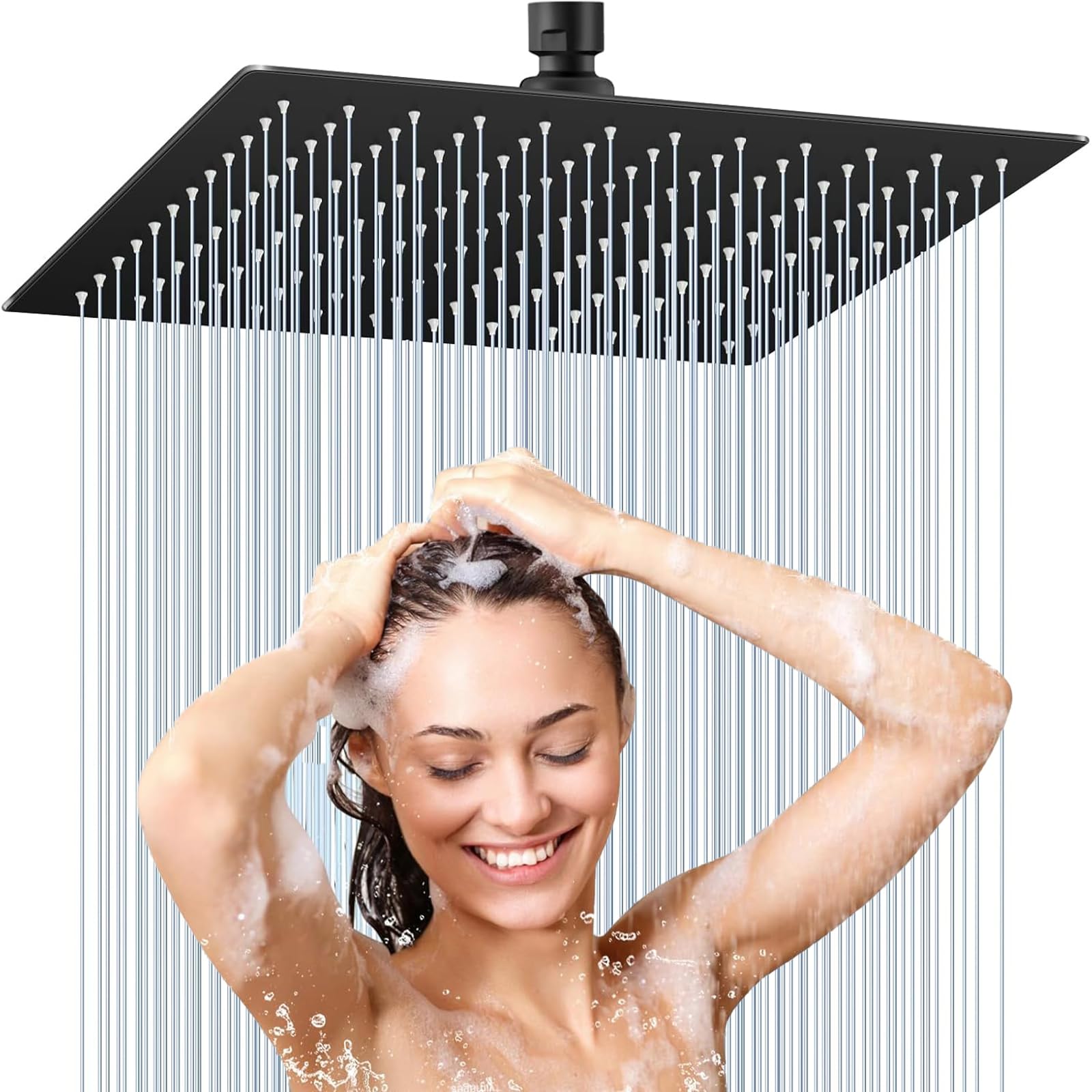Soffione doccia a pioggia 12 pollici quadrato acciaio inox 304 30x30 cm finitura cromata spazzolata