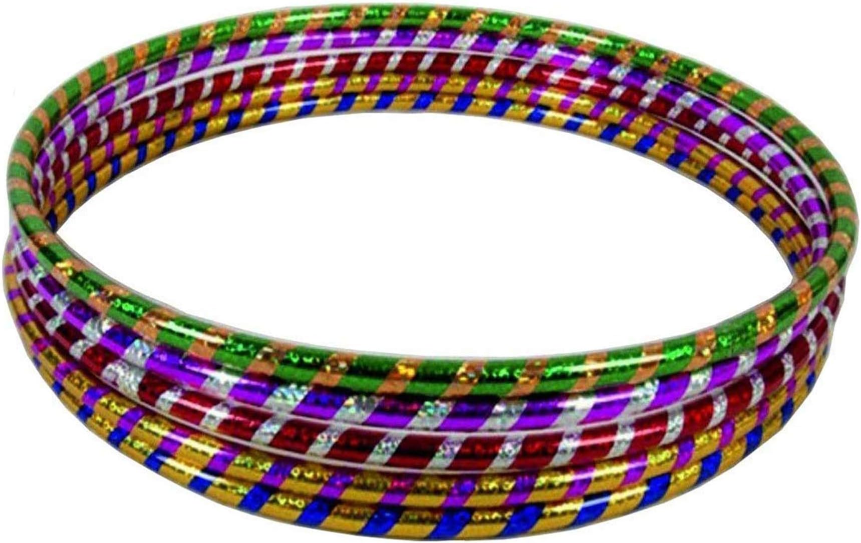 GAXGlitter Hula Hoops - Multicolour Sporting Good - Weight Loss Games - Fitness Activity Hula Hoops - Exercise Hula Hoops for Unisex Kids & Adults - Sports Dance Rings Pack of 2 Large (60-65 cm)