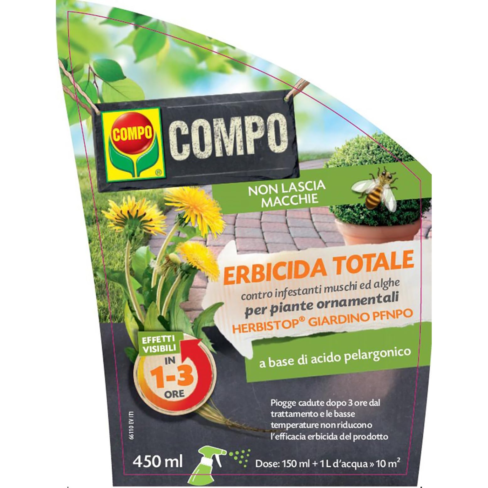 COMPO Erbicida Totale Herbistop Giardino PFnP0, Per Piante Ornamentali,  Contro Infestanti, Muschi ed Alghe, 450 ml : Amazon.it: Giardino e  giardinaggio
