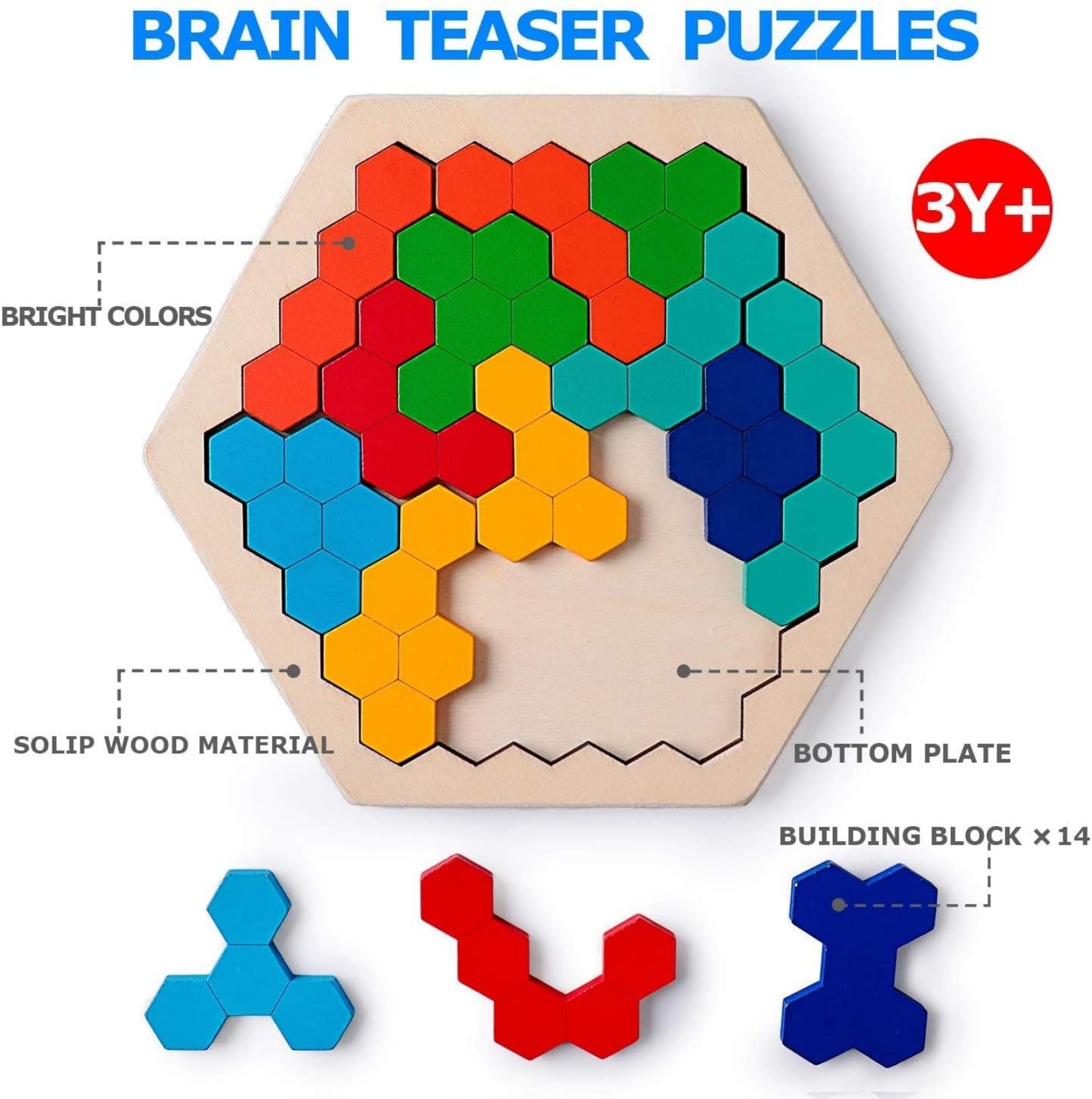 Puzzle 3D forme géométrique en bois • Enfant World