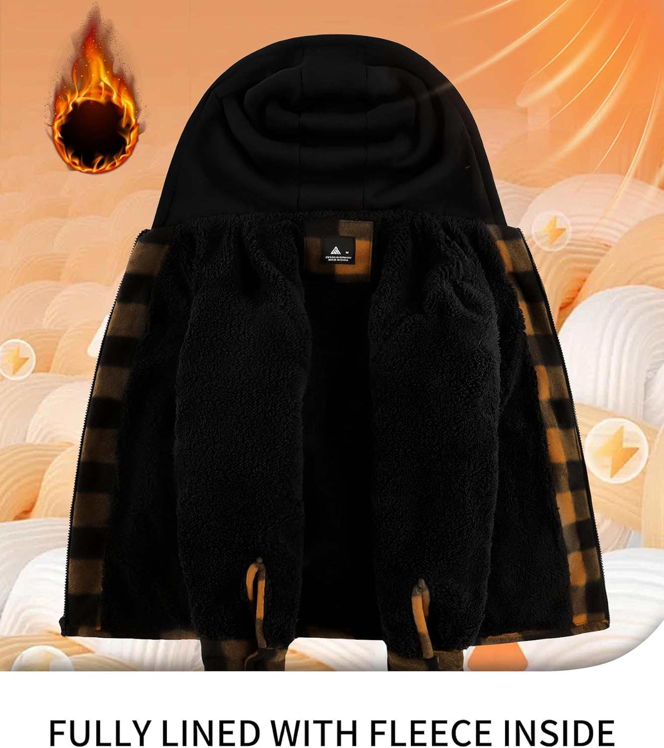 JACKETOWN Boys Fleece Jacket Kids Plaid Flannel Shacket Shirts Sherpa Hoodie Zip Up Sweatshirt Winter Coat 6-15 Years - Image 3