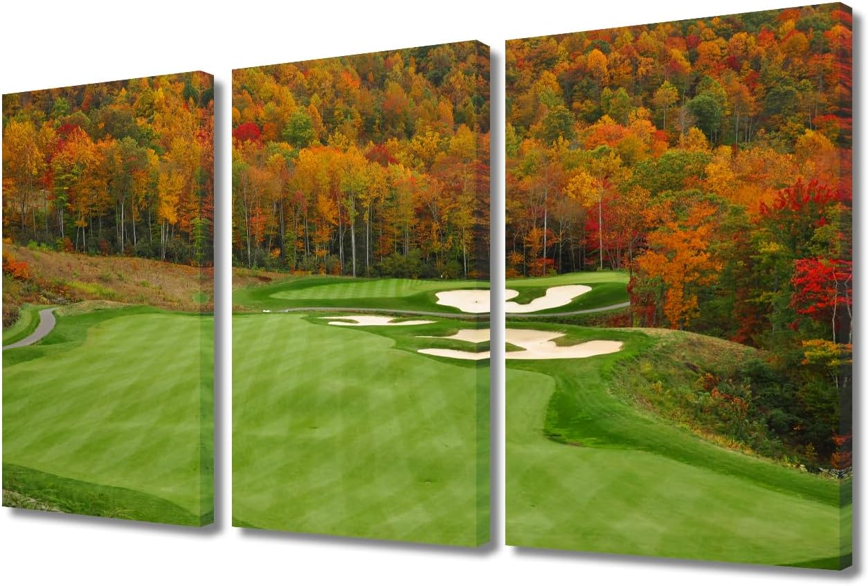 Amazon.com: TUMOVO 3 Piece Golf Course North Carolina Mountains Fall ...