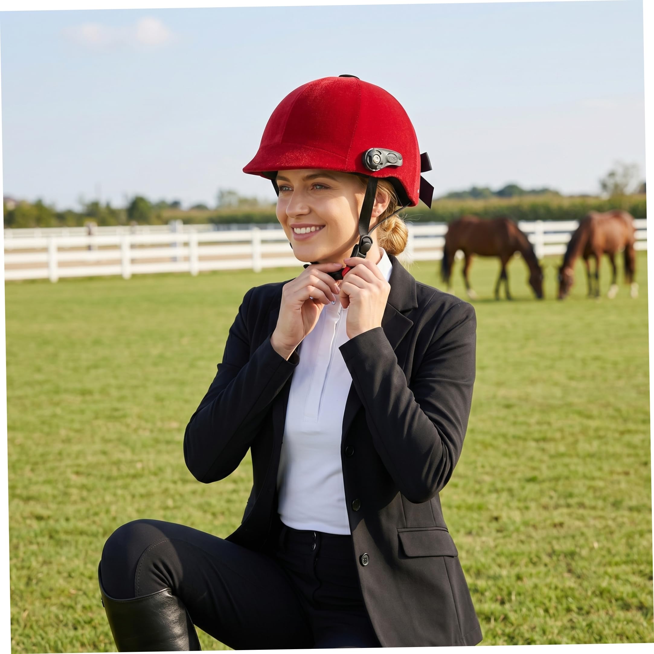 Casco da equitazione, Casco equestre in velluto, Cappello da equitazione - Vestibilità regolabile per adulti e adolescenti |.Nero, 55-62 cm/21, 65-24, 41 pollici