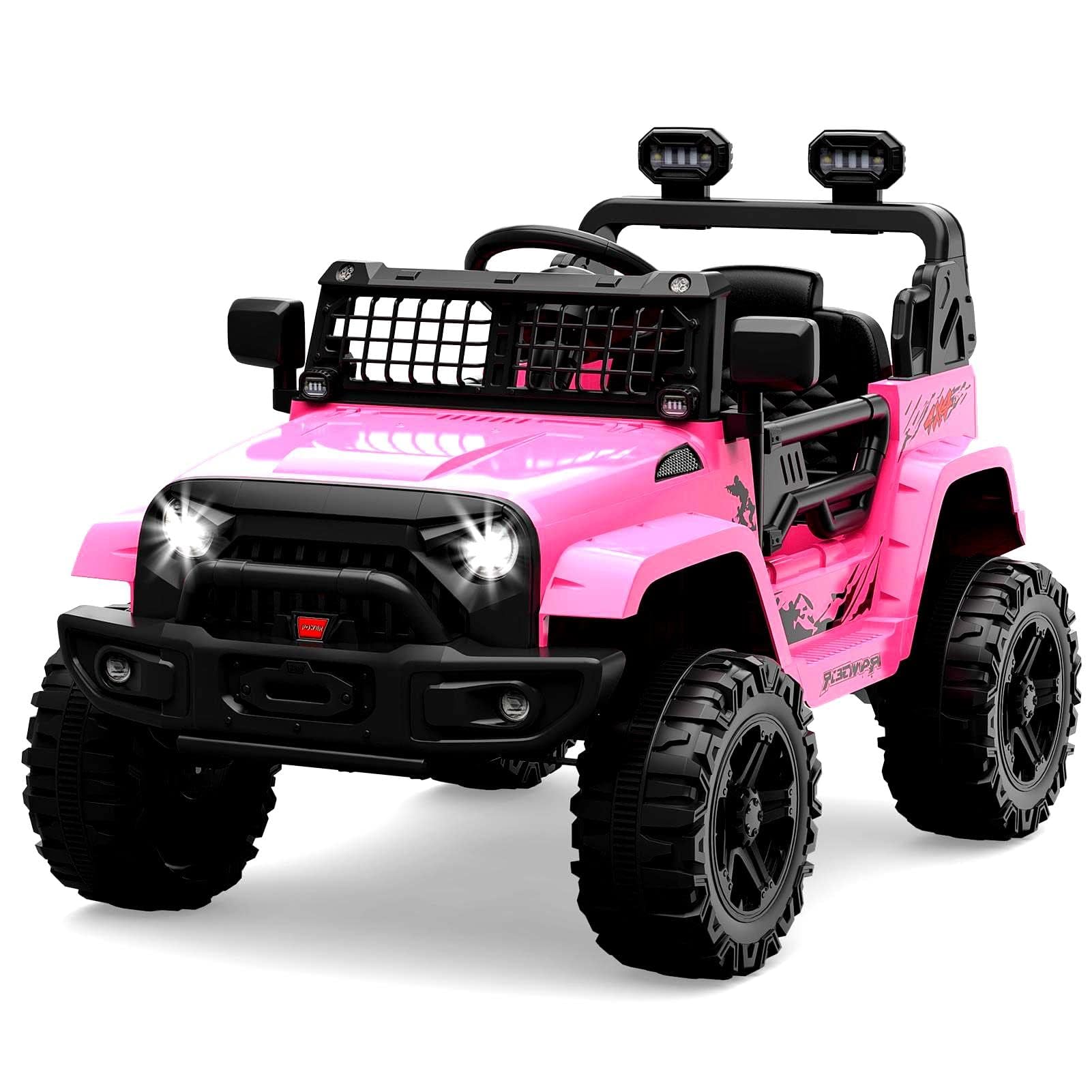Garvee Voiture électrique Enfant, 12 V Voiture électrique Enfants avec Suspension à Ressort, lumières LED, Bluetooth, 2 Vitesses pour de 3 à 8 Ans