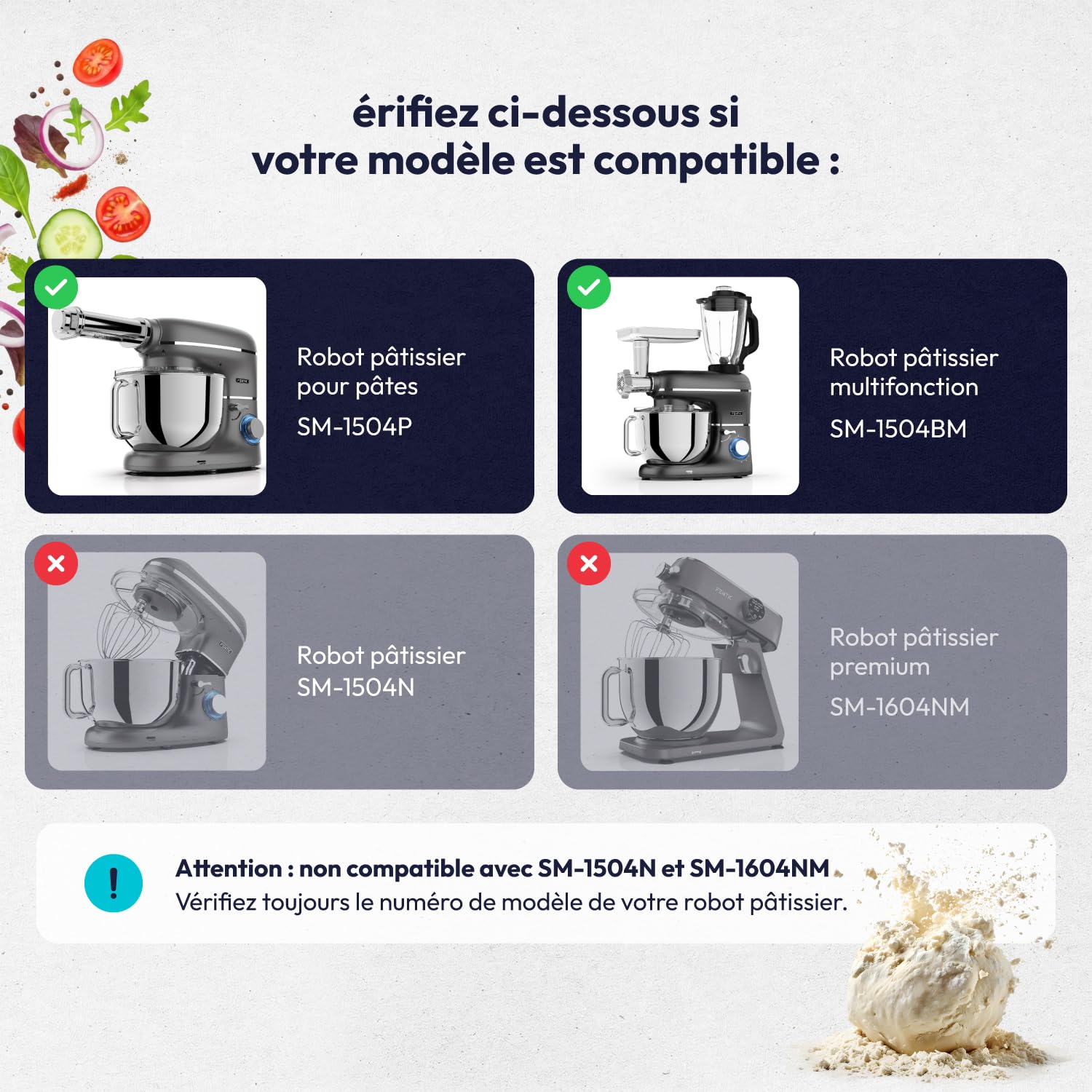 Lot de rouleaux à pâte Coupe-spaghetti et Coupe-fettuccine - Machine à pâtes électrique Convient pour Fentic SM-1504P et SM-1504BM