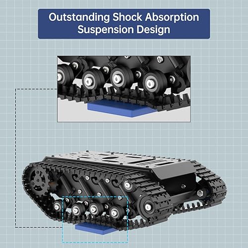 Miniatura 2 de Chasis de automóvil con tanque de seguimiento por robot con codificador de motor de CC, chasis de suspensión de absorción de impactos para automóvil