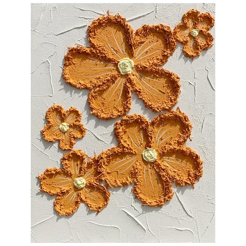 Peinture à l'huile fleurs oranges pour raviver un mur blanc triste