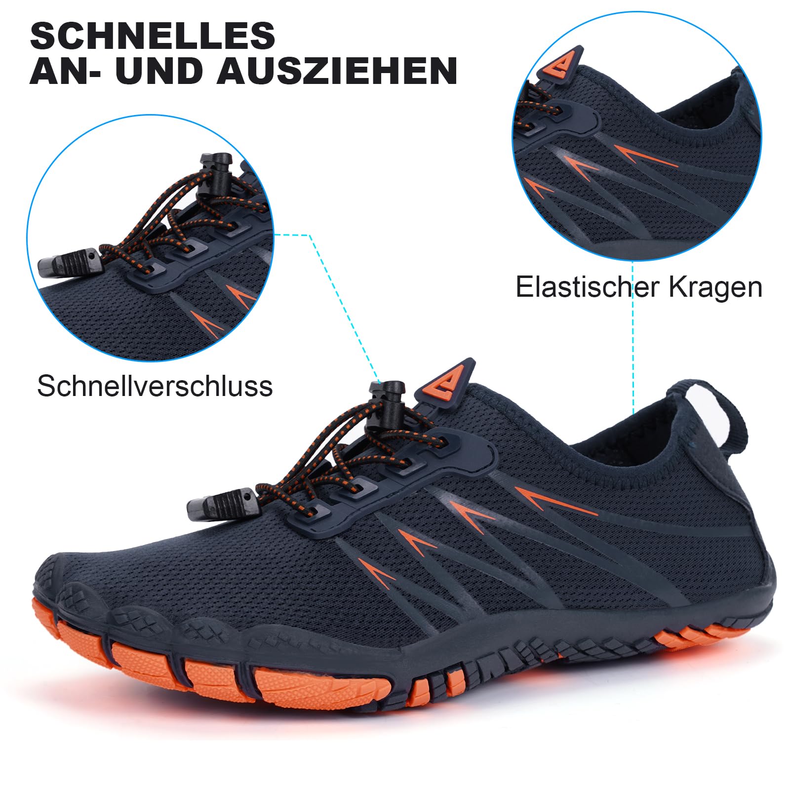 RUYI Unisex Barfußschuhe Damen Herren Traillaufschuhe, Weich Leicht Fitnessschuhe mit rutschfest Sohle & Breiter Zehenbox, Schnell Trocknend Badeschuhe