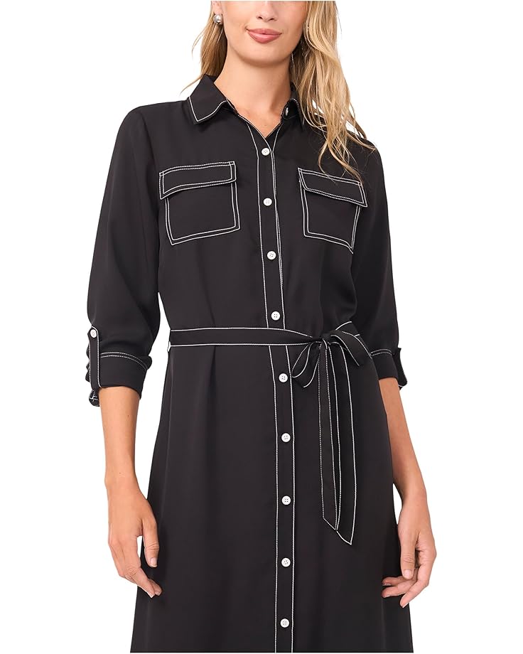 Vince Camuto Button-Up Shirt Dress with Contrast Stitching - #3 of 3