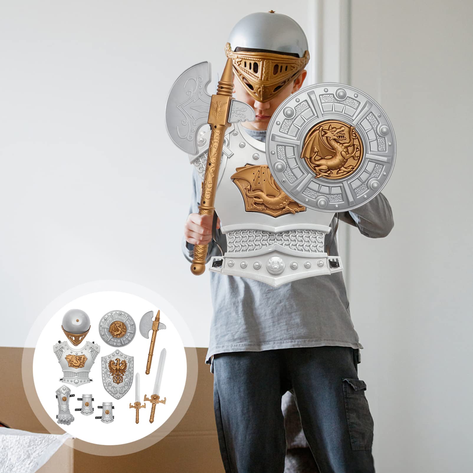 1Satz Knight Costume für Jungen Ritterkostüm mit für Halloween Rollenspiele Partys und Fotografie