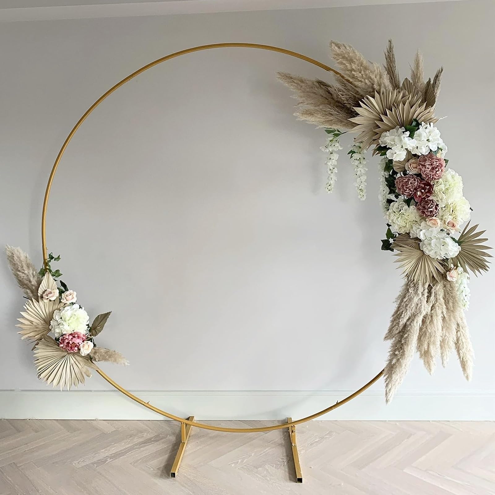 Stojak na łuk ślubny, stojak na łuk balonowy, łuki ślubne na ceremonię, przyjęcie urodzinowe, baby shower, rocznicę, altanka, dekoracja, łuk balonowy, stojak złoty/biały (złoty, 150 cm)