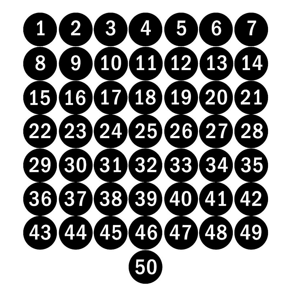 NAVADEAL 2" & 3” Round Number 1-50 Adhesive Stickers in Blue, Red, Black, Green - Inventory Storage Labels, Great for Marking Bins or Toolbox for Daily Use in School, Office, Workshop