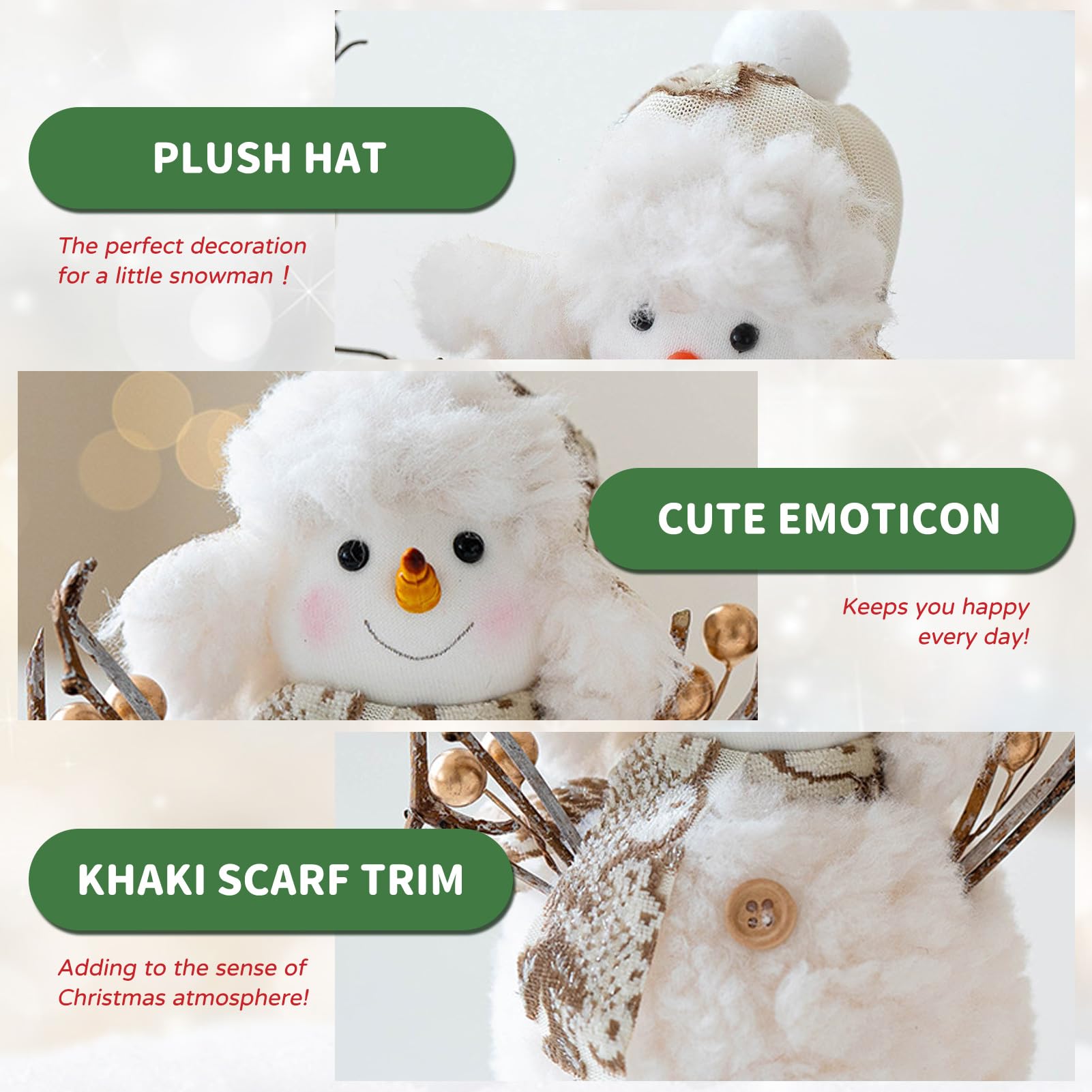 Plüsch Schneemann Puppe – 27x15 Cm, Weihnachtsdekoration Für Tisch & Zuhause, Kuscheliges Spielzeug