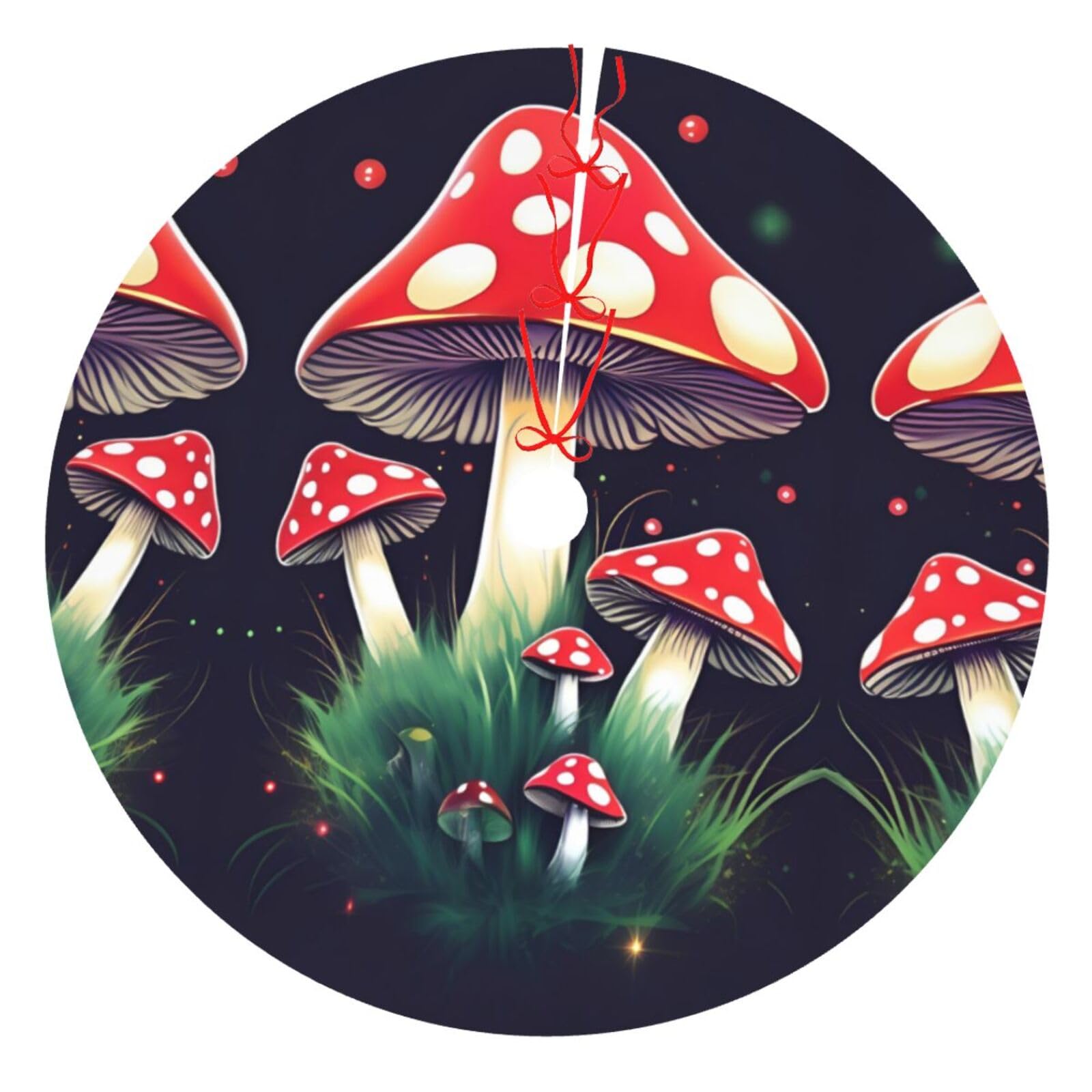 Tapis de jupe d'arbre de fête haut de gamme motif champignons Noël