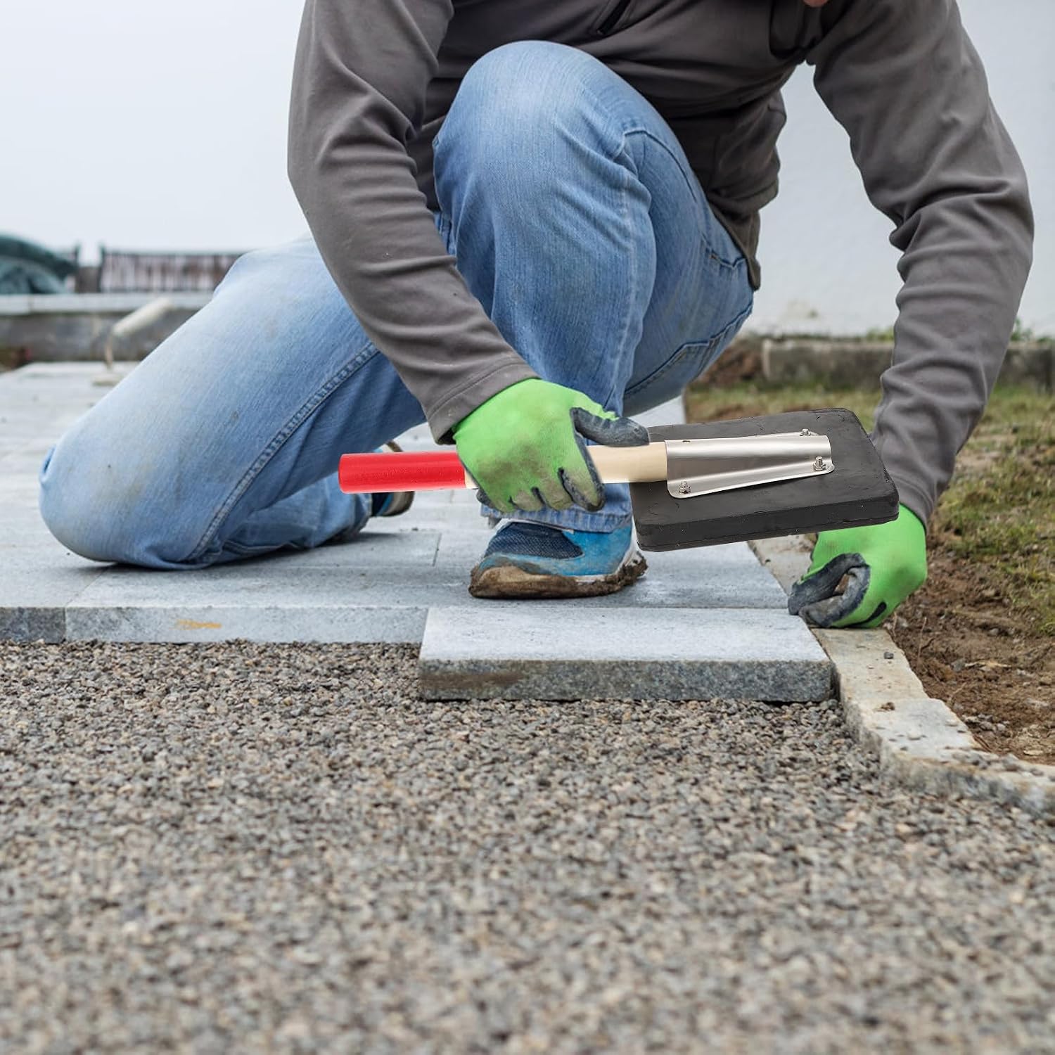 Tapping Block for Flooring Installation with Wooden Handle