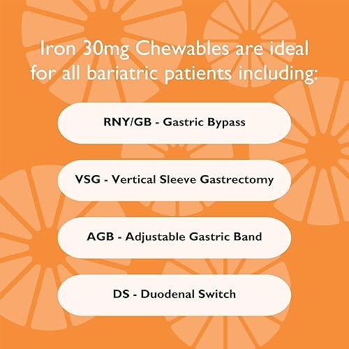 Vista 23 de Suplemento de hierro para celebrar vitaminas con 60 mg de hierro y vitamina C – Masticables de cítricos para pacientes bariátricos, bypass gástrico