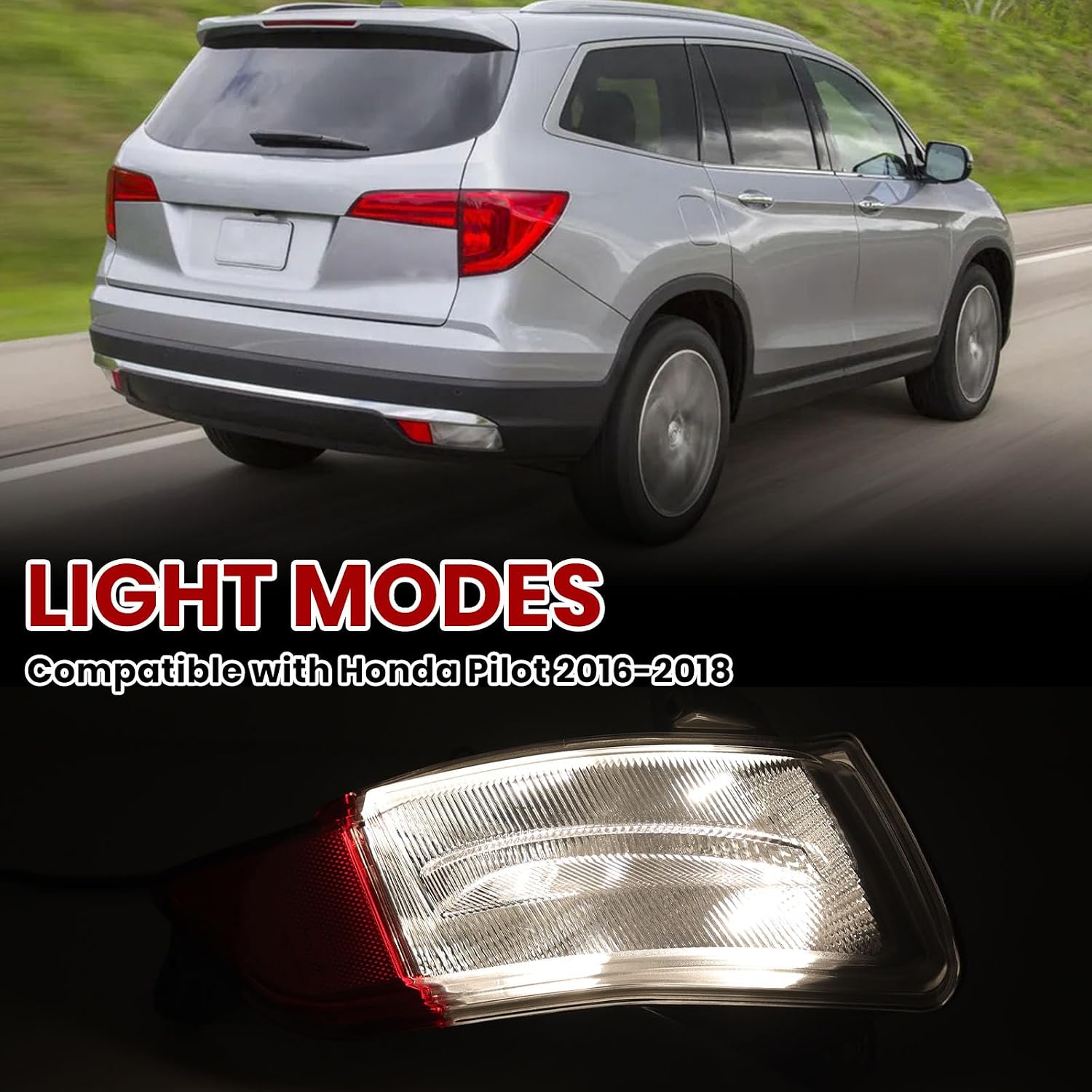 Rear Bumper Light for Honda Pilot 2016 2017 2018 Back Up Light Reflector Lamp Replaces HO2883100 34500-TG7-A02(Right Passenger Side)
