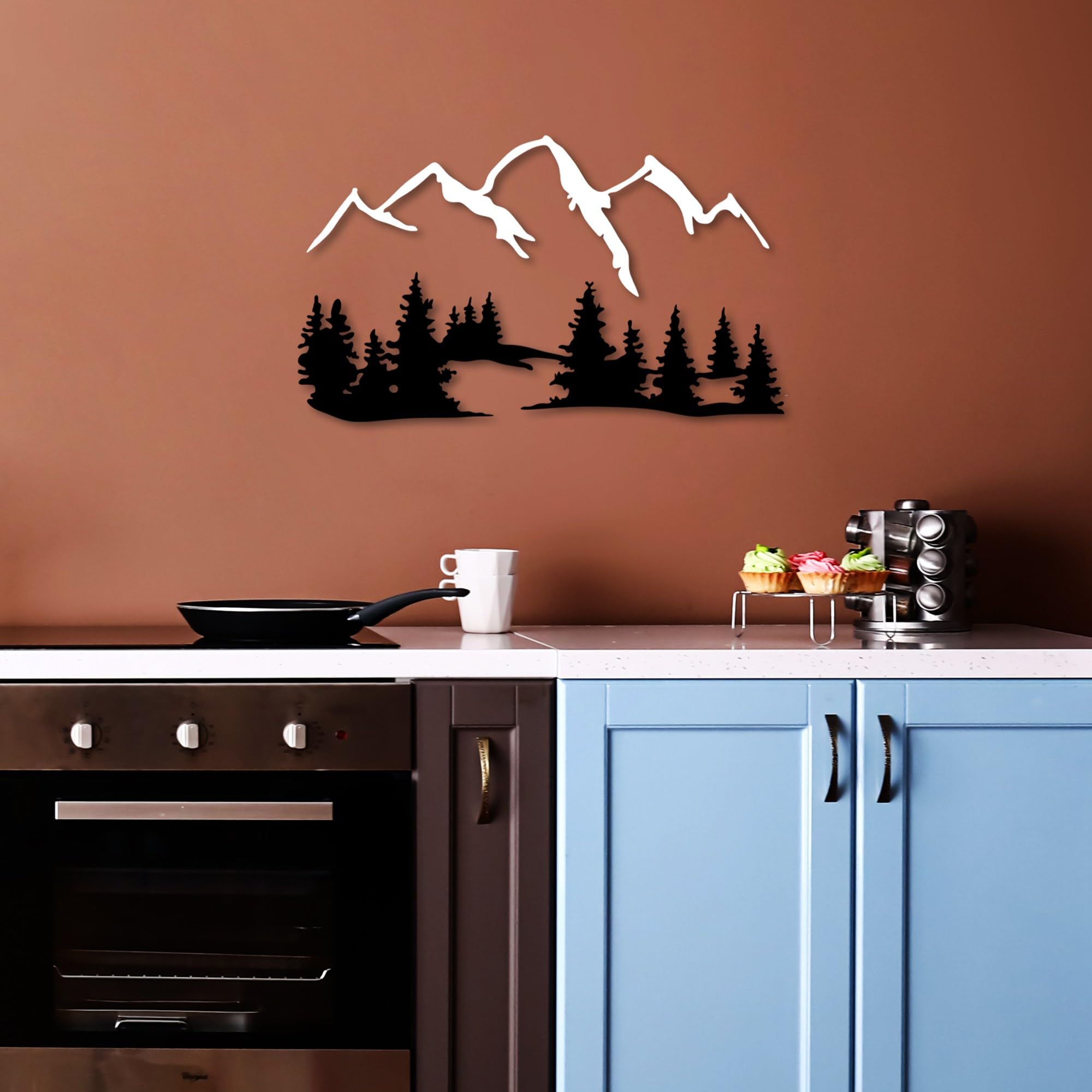 Stylish Decorative Metal Wall Accessory, Black & White, 66 x 23 cm & 70 x 41 cm, 100% Metal, 1.5 mm Thick, Easy Wall Mounting, Modern Home Decor