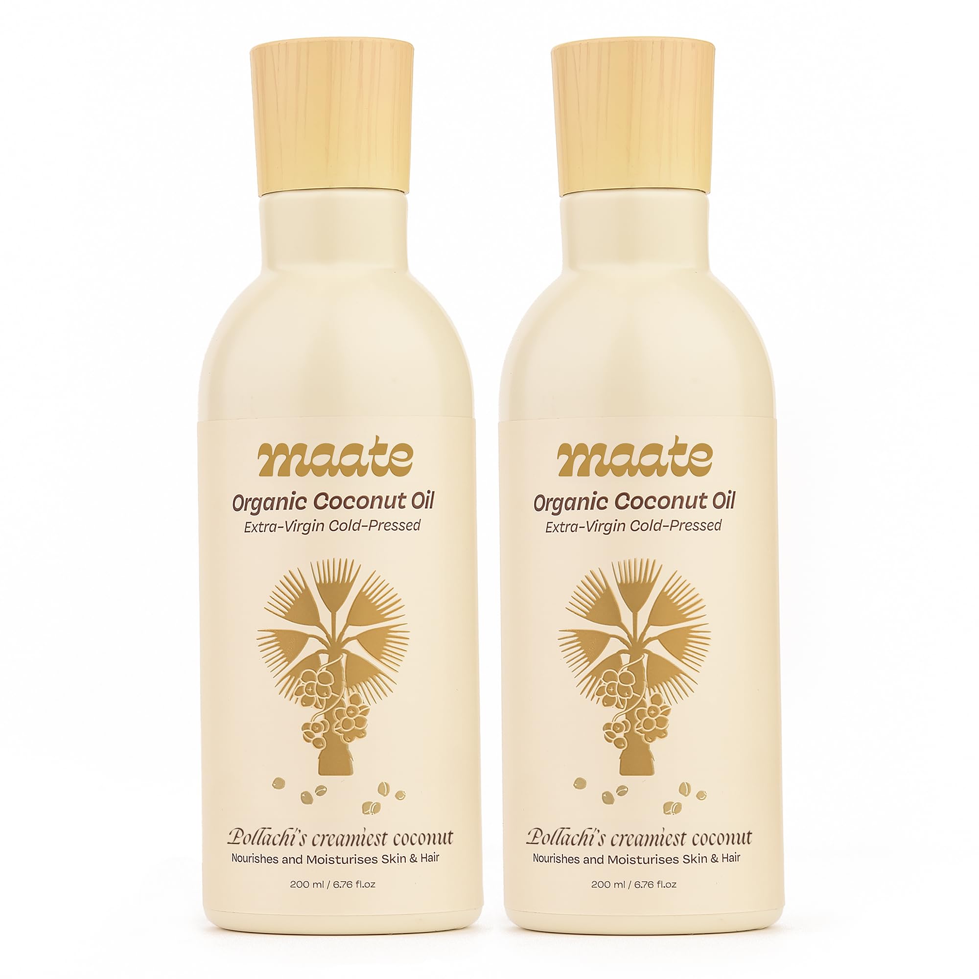 Maate Baby Organic Coconut Oil (Pack of 2*200 ml) | Extra Virgin Cold Pressed | Made With Pollachi Dwarf Coconut | for Baby Body Massage & Hair Care |Baby Hair Oil 0-12 Years |Nourishes & Moisturise