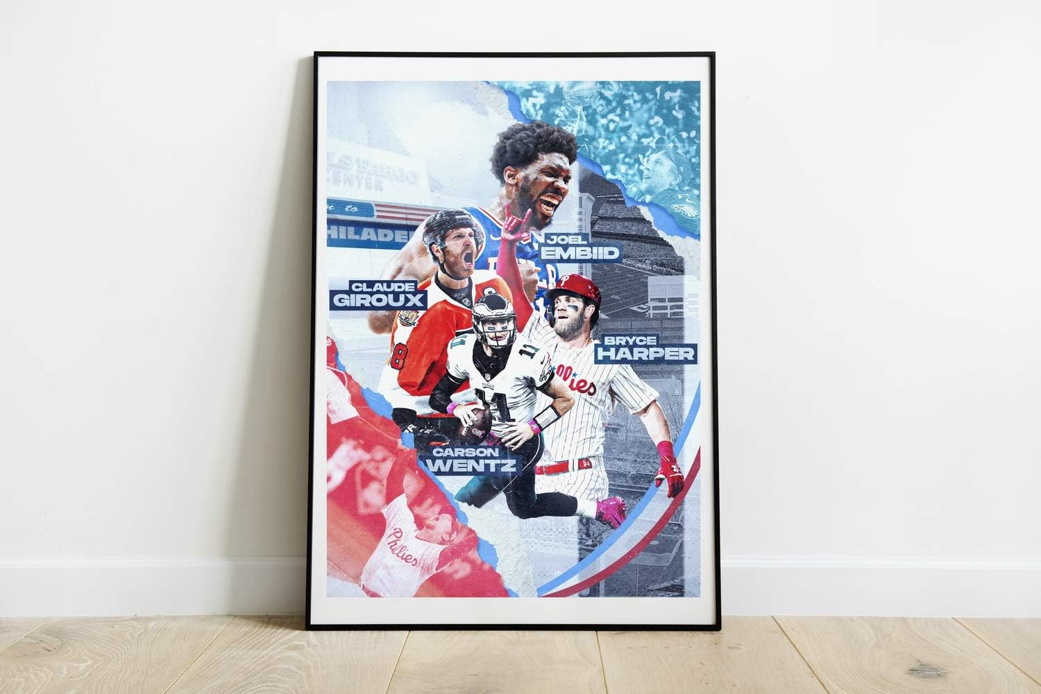 Philadelphia Sports Poster Bryce Harper Eagles Joel Embiid