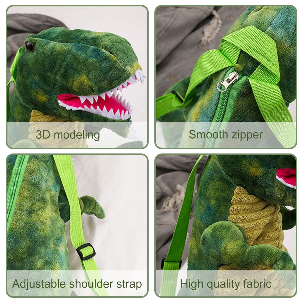 YJZQ Zaino per bambini con dinosauro 3D dinosauro, zaino in peluche, zaino per l'asilo, carino zaino per la scuola, zaino con animali, borsa da viaggio per ragazze e ragazzi, Blu, Taglia unica